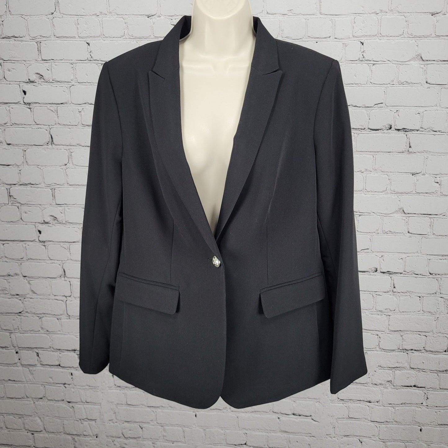Tommy Hilfiger Black Stretch 1 Button Vented Peak Blazer Suit Jacket 14