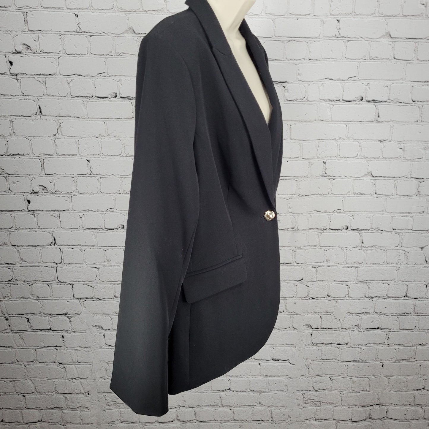 Tommy Hilfiger Black Stretch 1 Button Vented Peak Blazer Suit Jacket 14