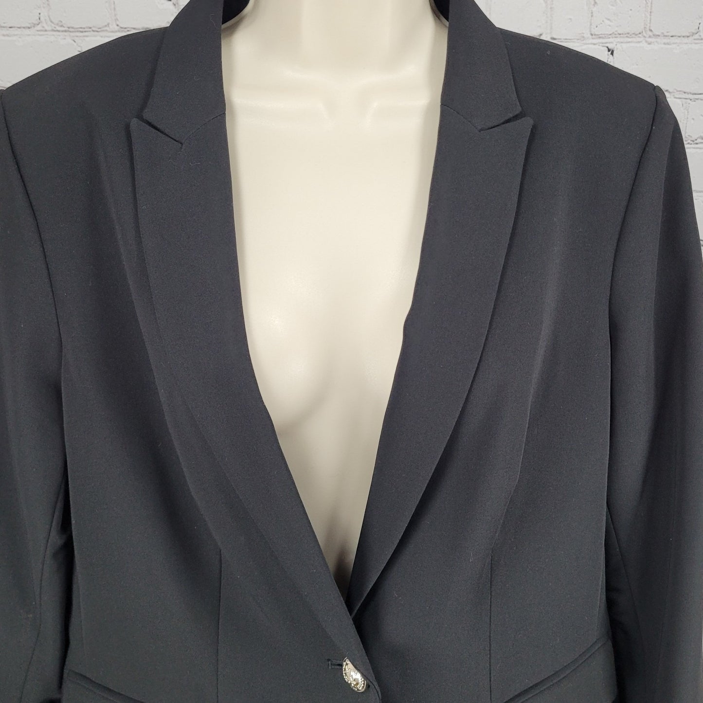 Tommy Hilfiger Black Stretch 1 Button Vented Peak Blazer Suit Jacket 14