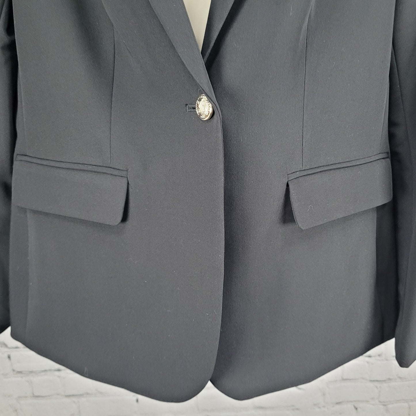 Tommy Hilfiger Black Stretch 1 Button Vented Peak Blazer Suit Jacket 14