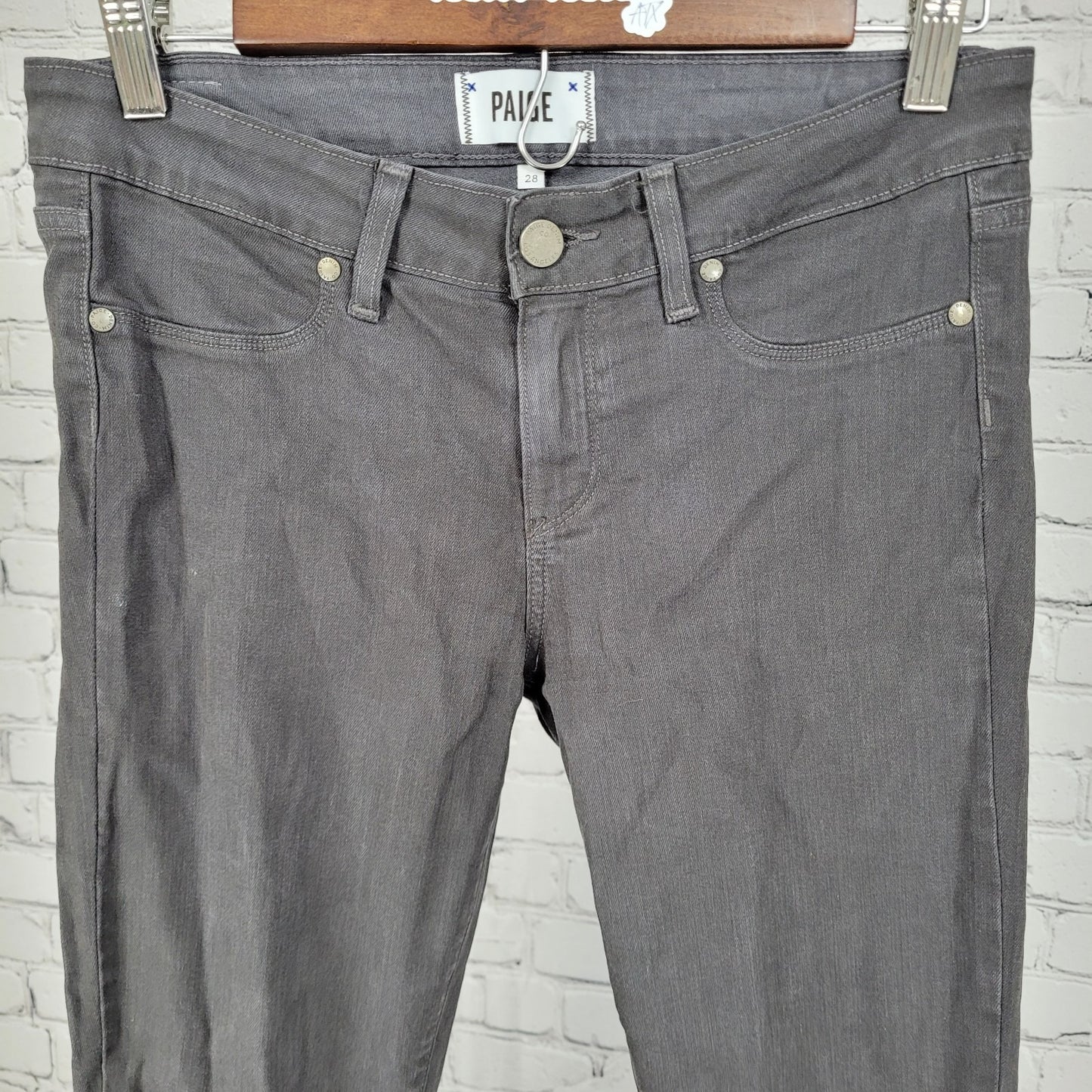 Paige Denim Grey Verdugo Ankle Skinny Jeggings Jeans USA Made Size 28 (28x27)
