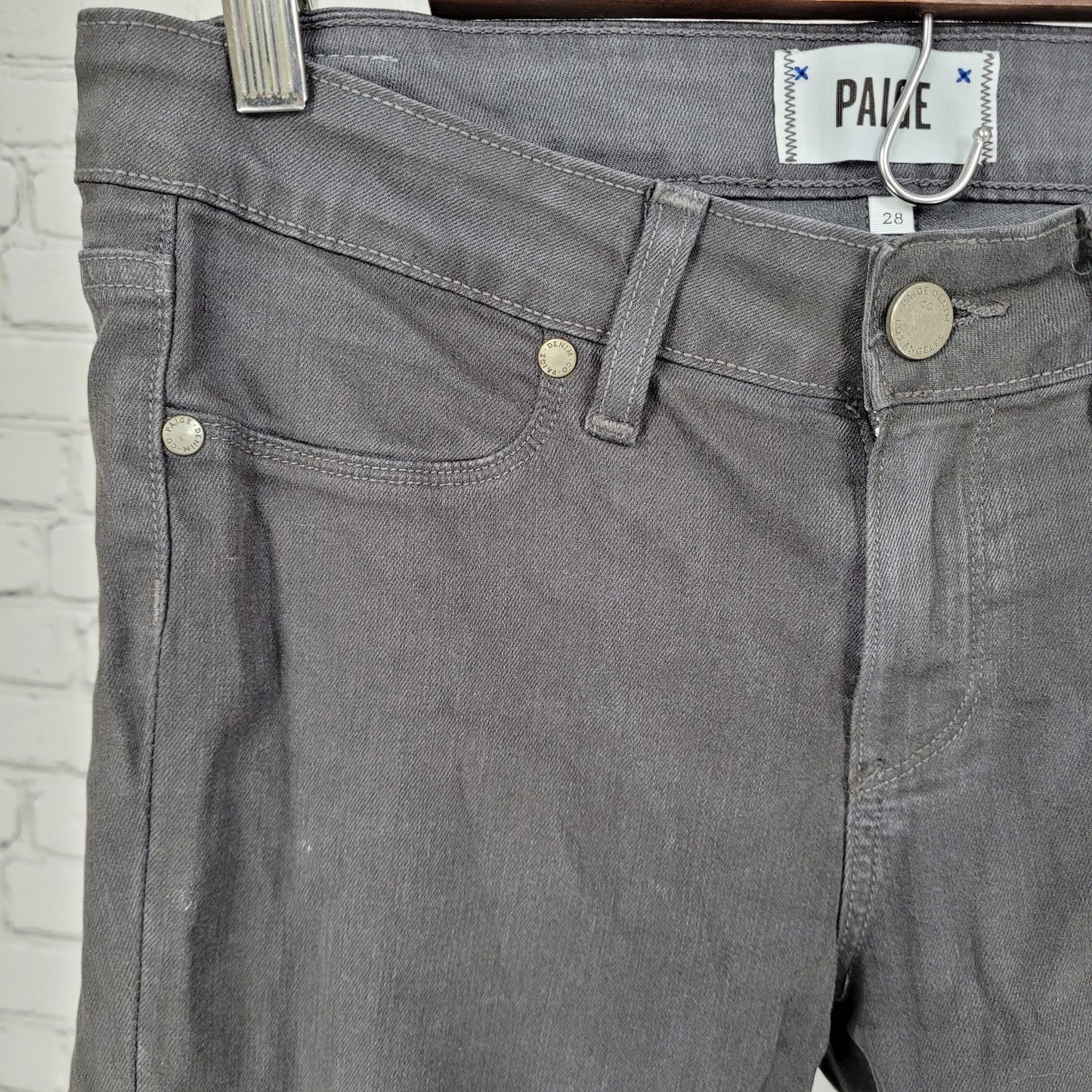 Paige Denim Grey Verdugo Ankle Skinny Jeggings Jeans USA Made Size 28 (28x27)