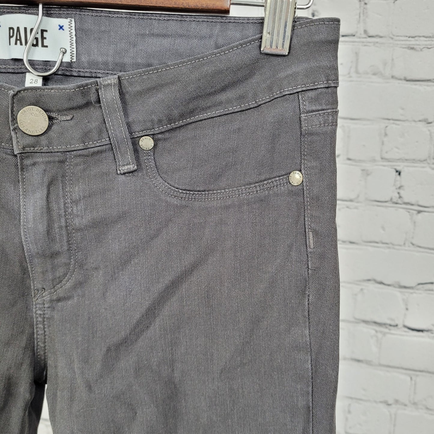 Paige Denim Grey Verdugo Ankle Skinny Jeggings Jeans USA Made Size 28 (28x27)