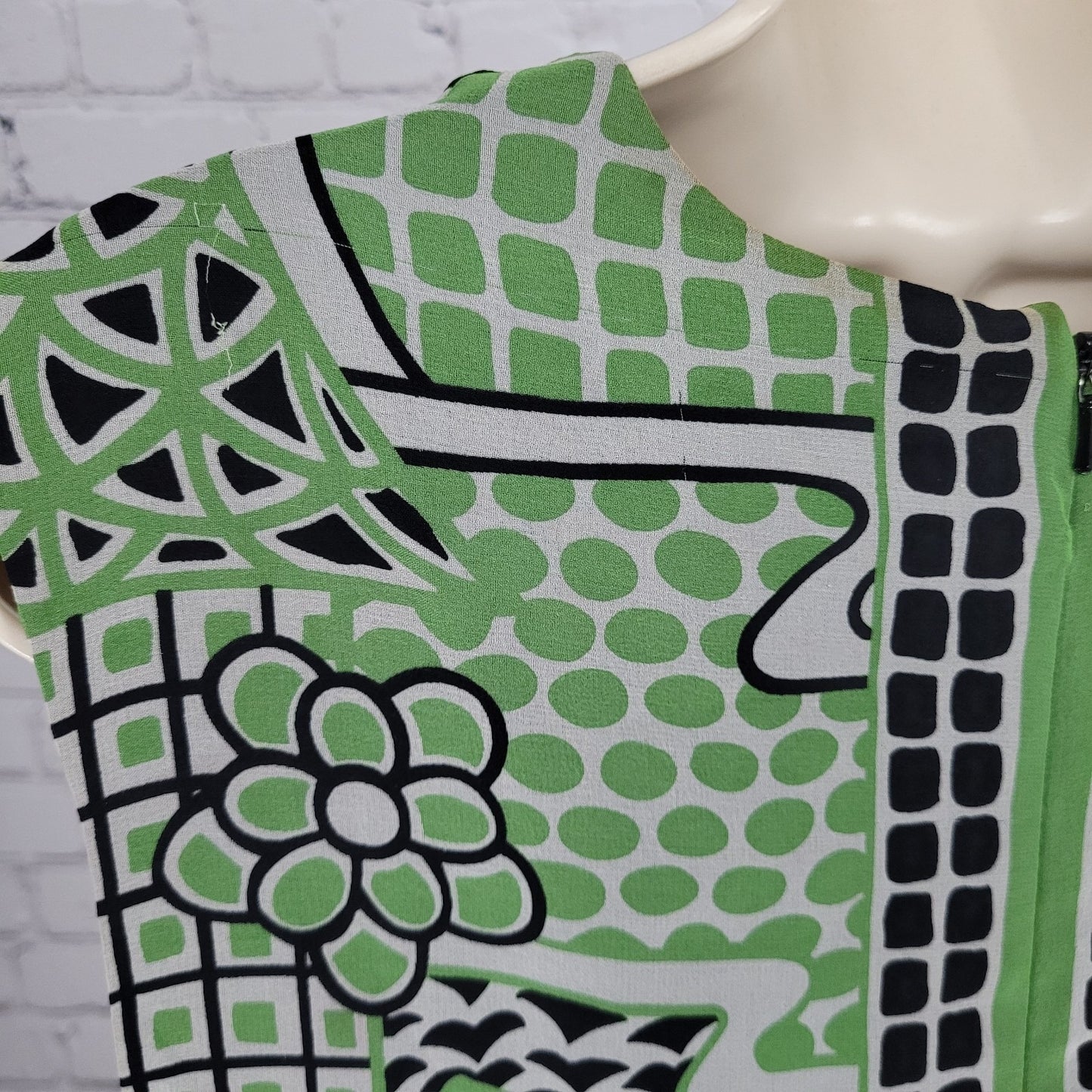 Anna Sui Anthropologie Green 100% Silk Sleeveless Lined Midi Dress 12 *defects