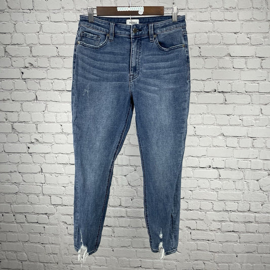 Pistola Blue Denim Distressed Slim Stretch Ankle Slits Jeans Size 29 (28x25)