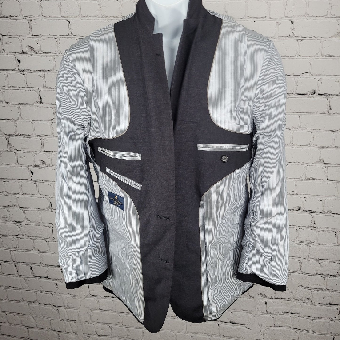 Brooks Brothers Grey Wool Blend Explorer Regent Fit Notch Blazer Sport Coat 38S