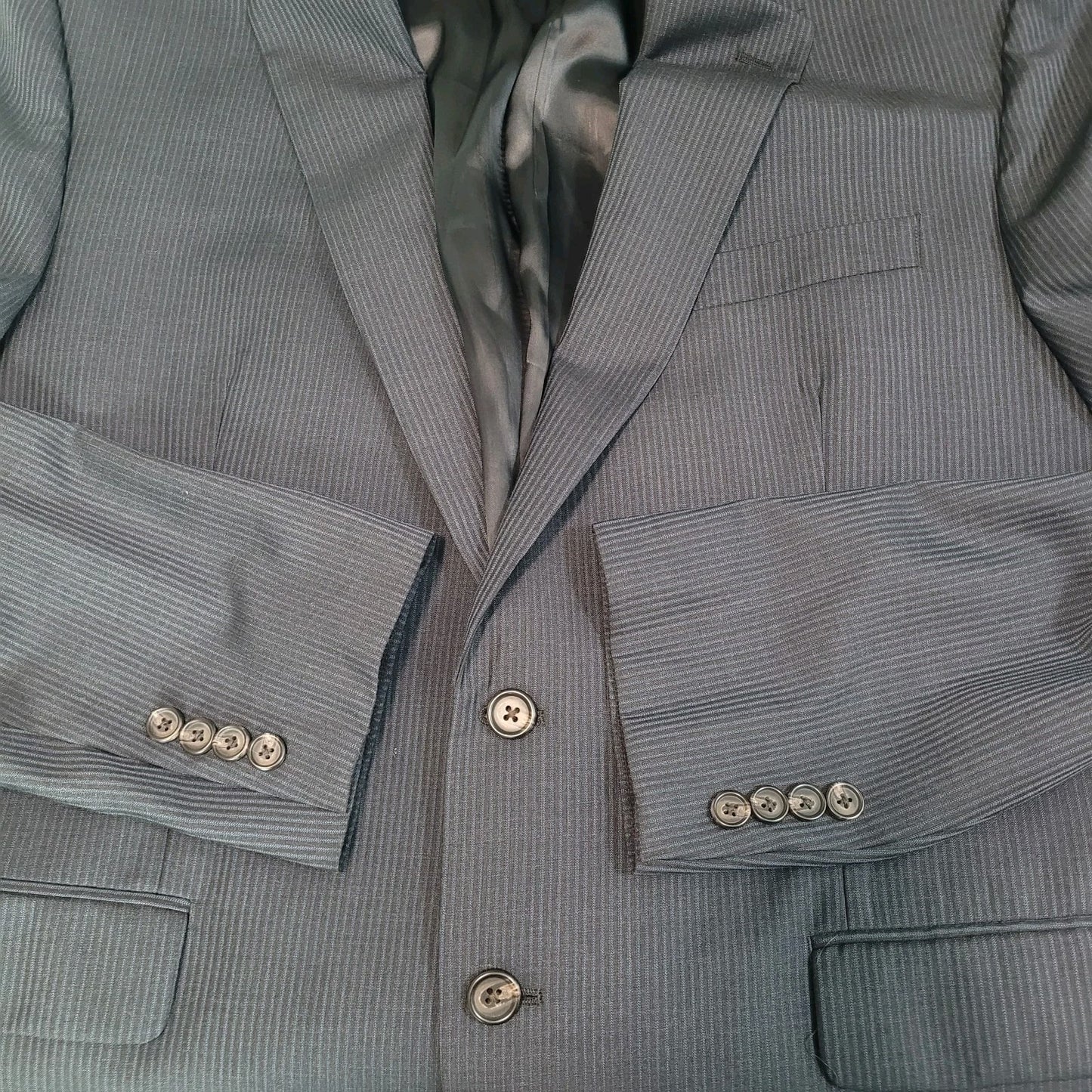 Ralph Ralph Lauren Blue 100% Wool Pinstriped 2 Button Blazer Sport Coat Size 46R