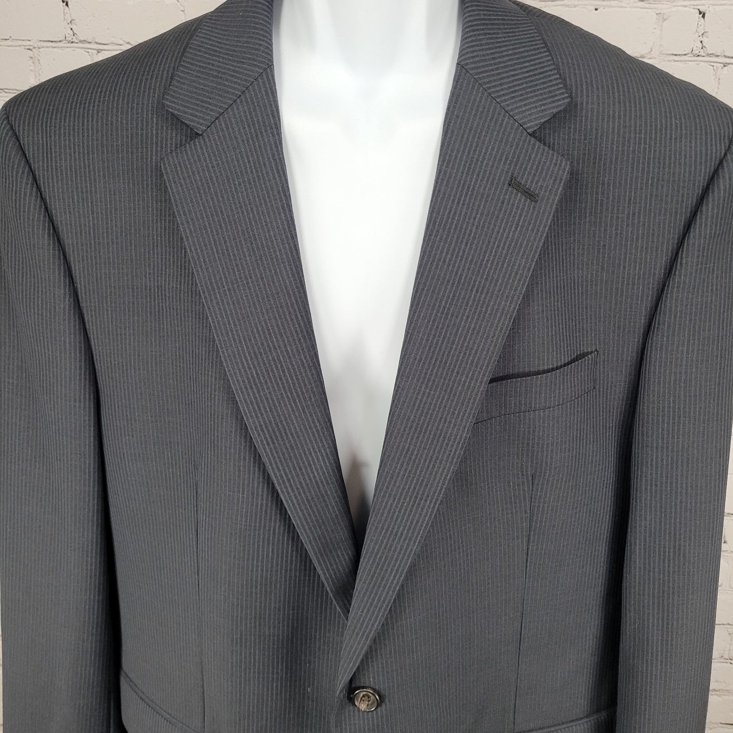 Ralph Ralph Lauren Blue 100% Wool Pinstriped 2 Button Blazer Sport Coat Size 46R