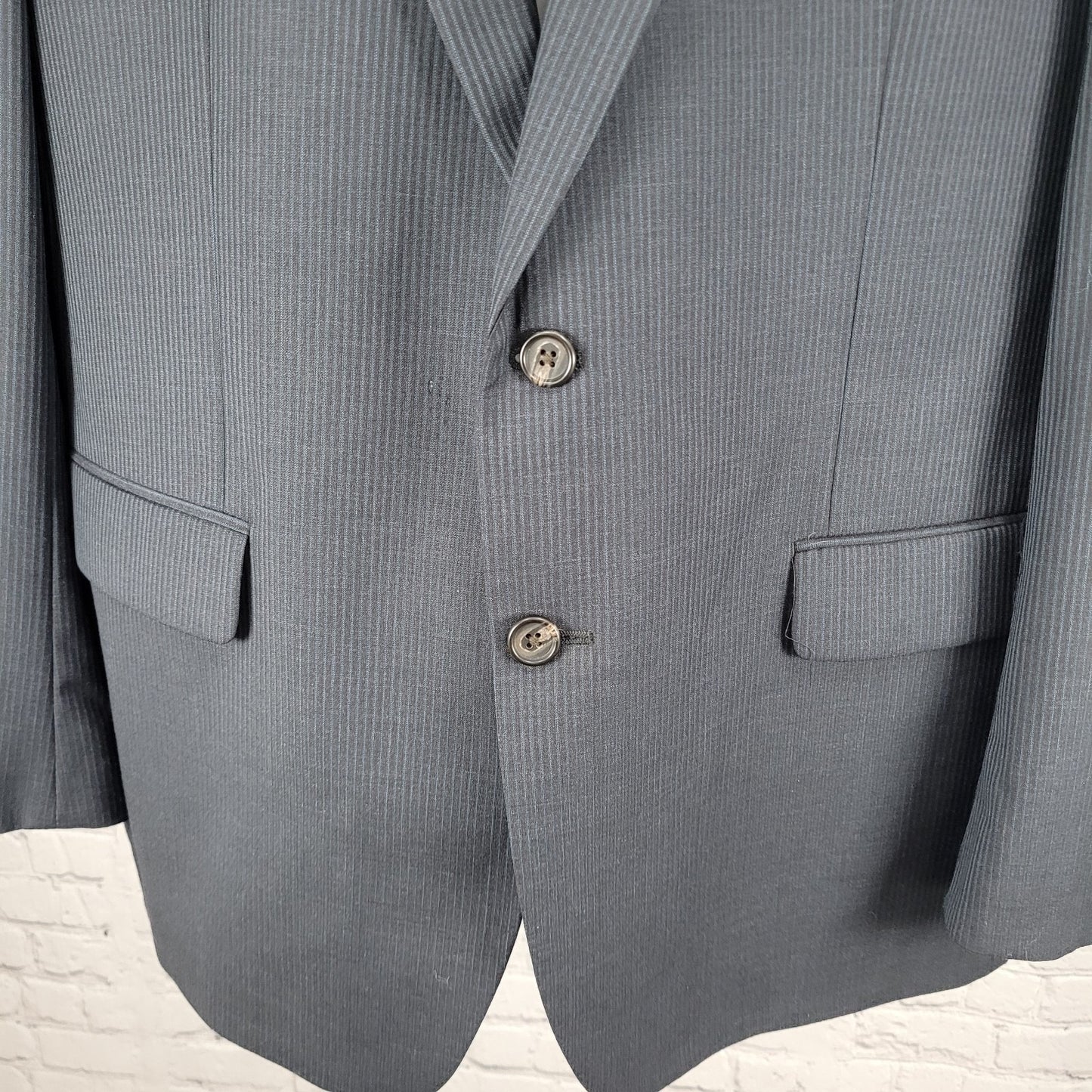 Ralph Ralph Lauren Blue 100% Wool Pinstriped 2 Button Blazer Sport Coat Size 46R