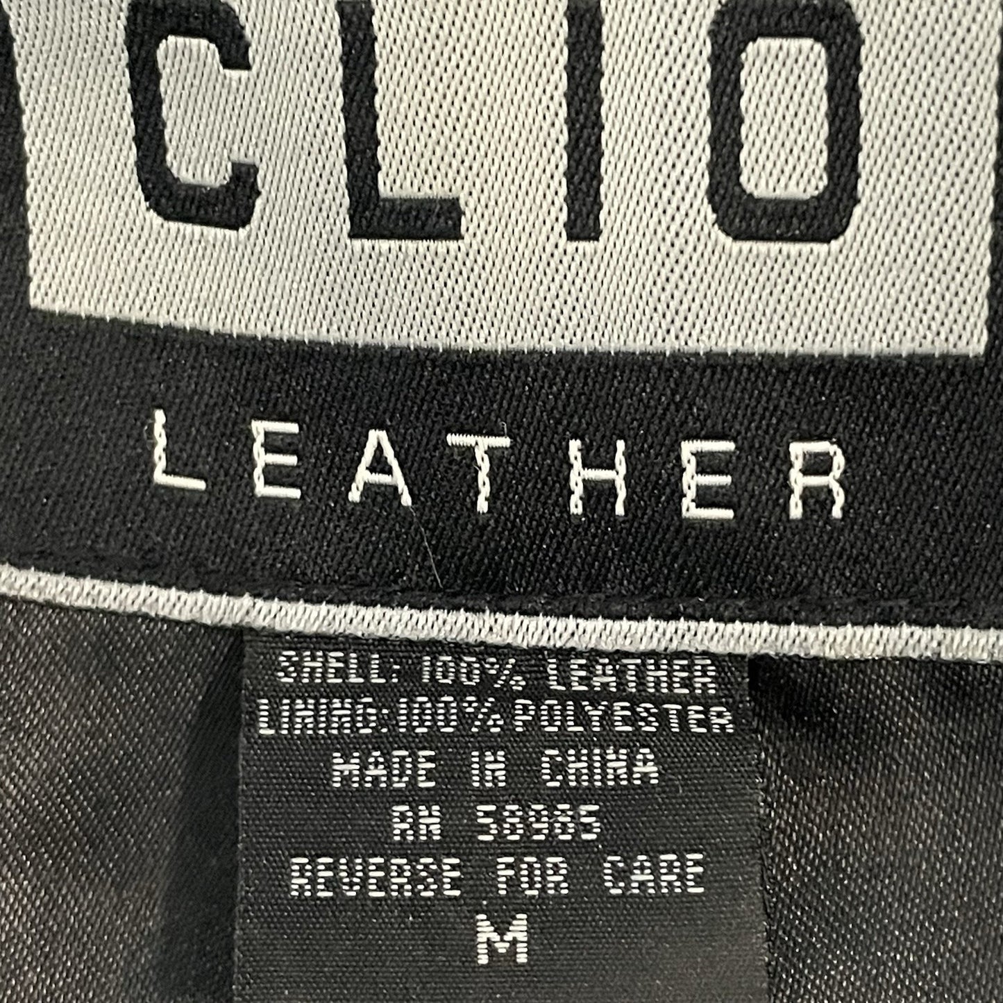 Clio Black Genuine Leather 3 Button Peak Collar Lined Jacket Size Medium M