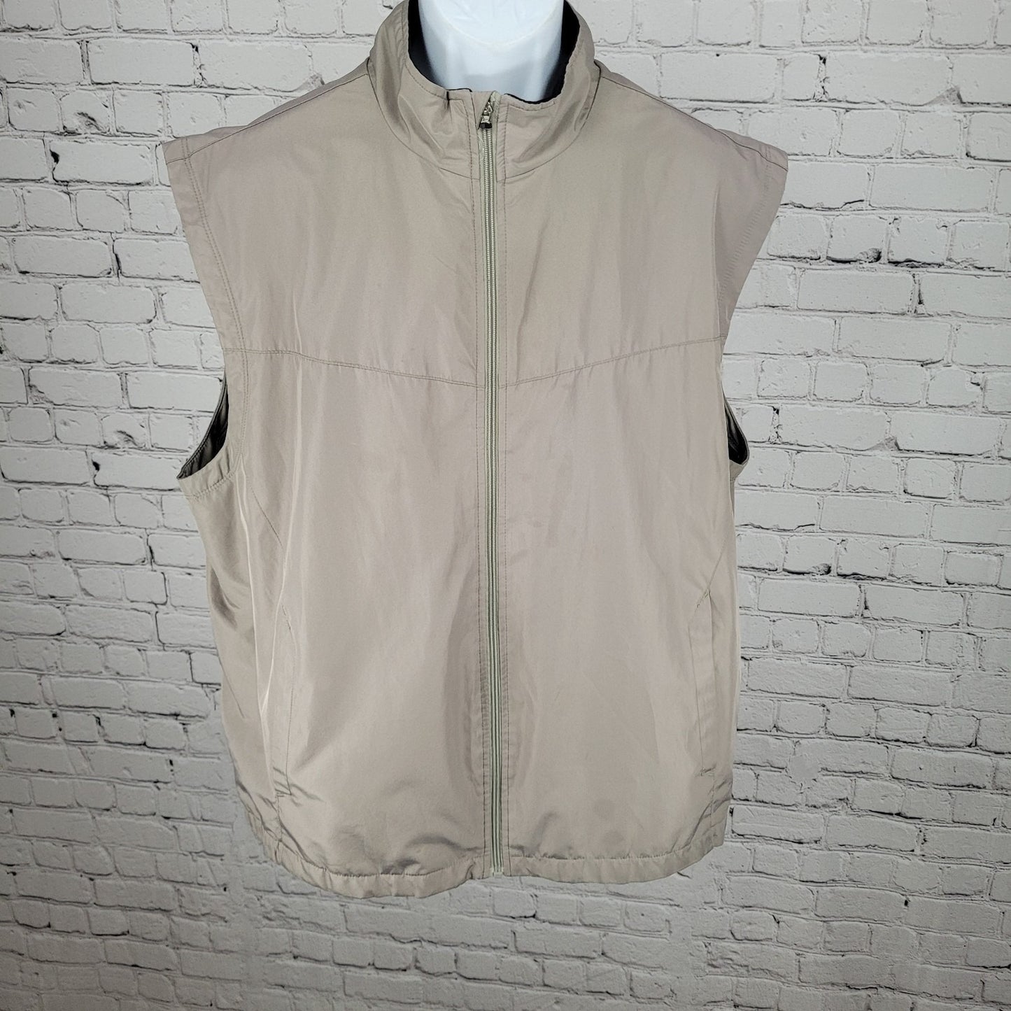 Greg Norman Tasso Elba Beige Fleece Lined Lightweight Zipped Vest Size XL