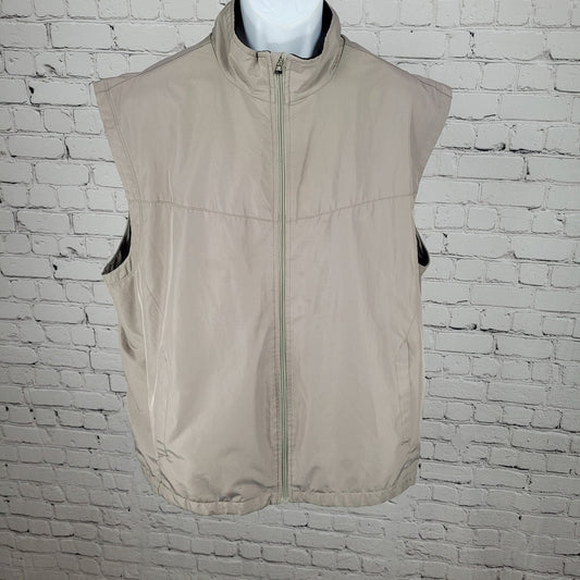 Greg Norman Tasso Elba Beige Fleece Lined Lightweight Zipped Vest Size XL