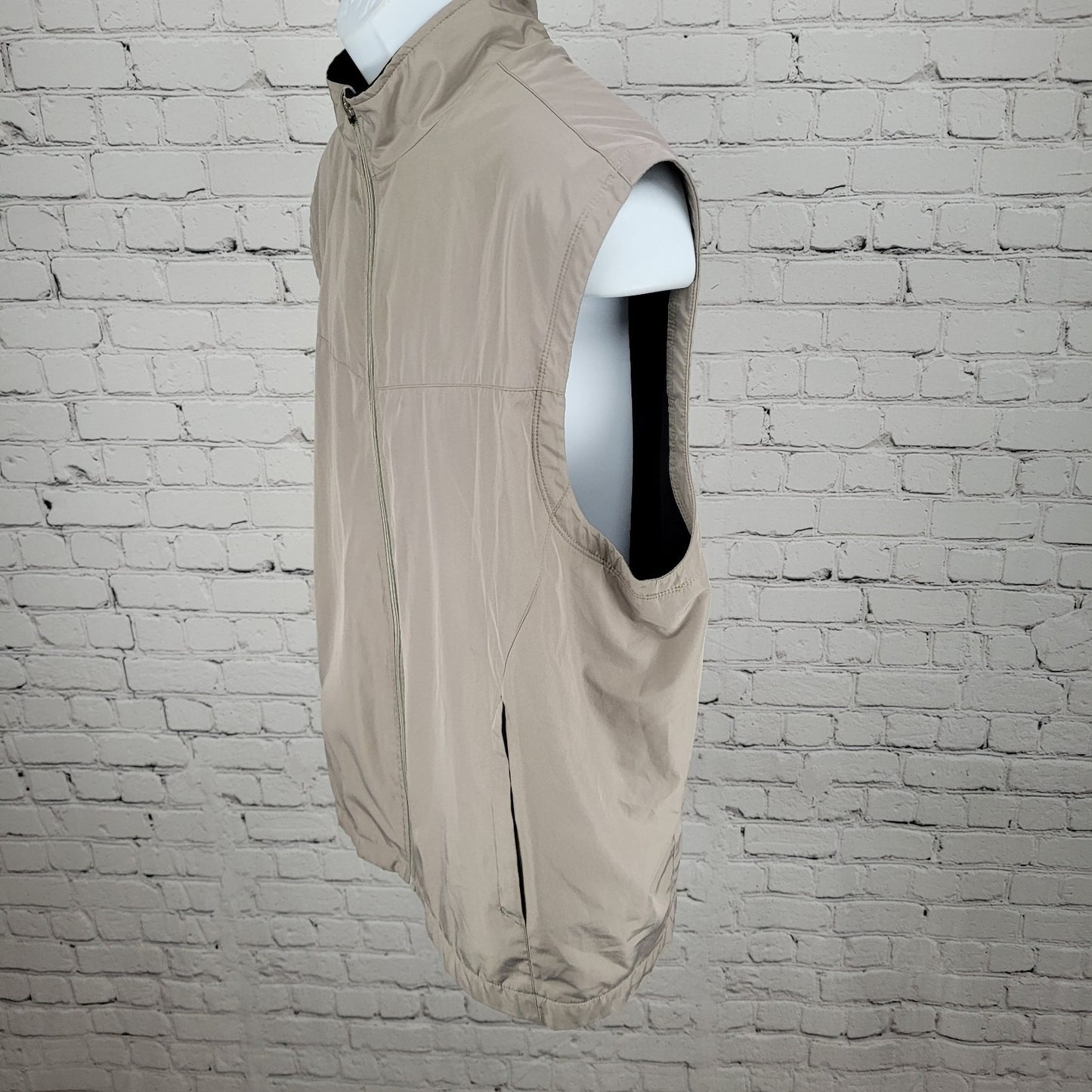 Greg Norman Tasso Elba Beige Fleece Lined Lightweight Zipped Vest Size XL