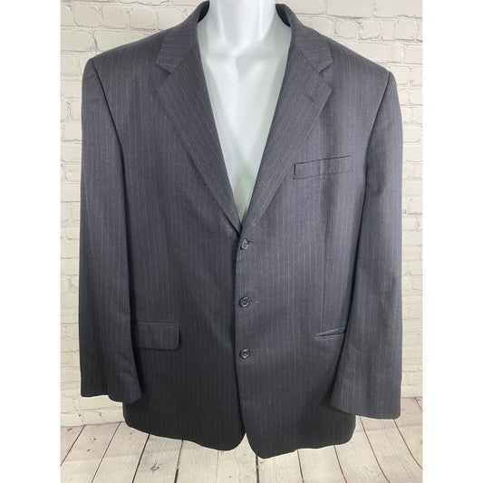 Jos A Bank Blue Pinstriped Wool Cashmere Three Button Blazer Jacket Men’s 46L
