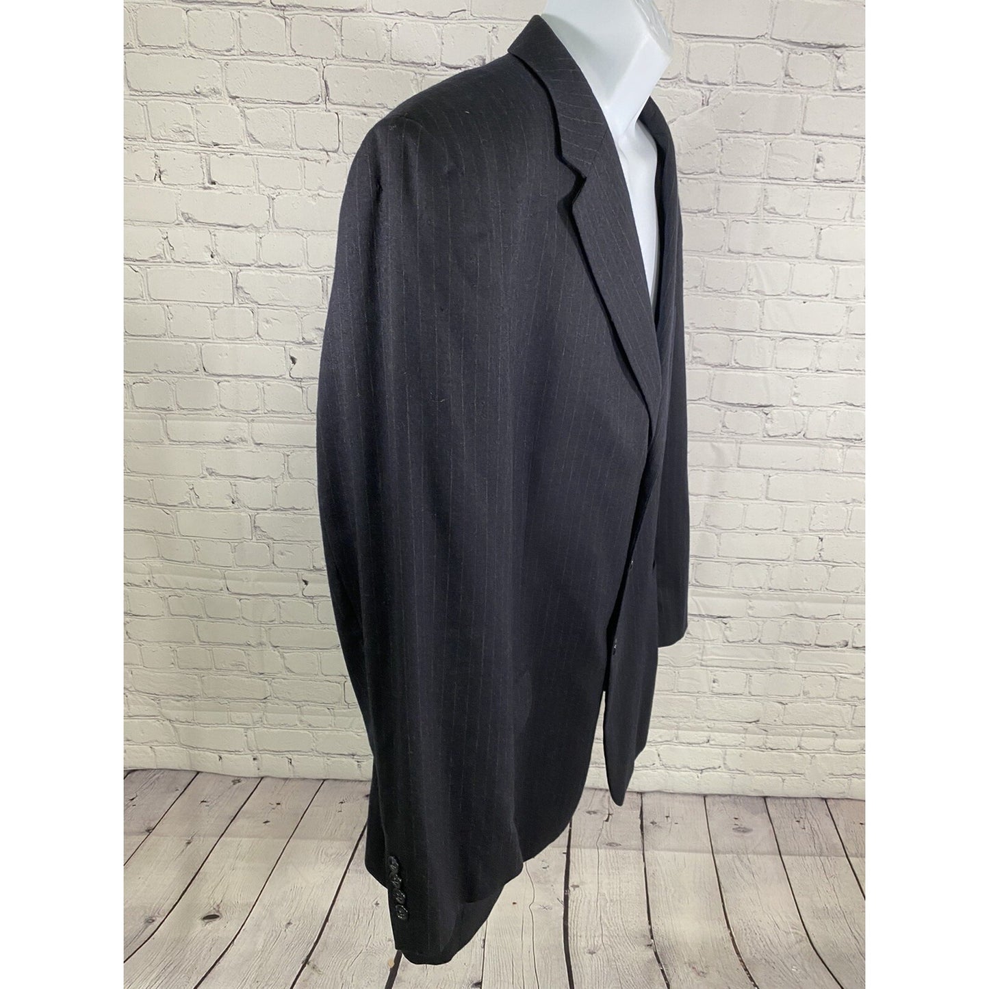 Jos A Bank Blue Pinstriped Wool Cashmere Three Button Blazer Jacket Men’s 46L