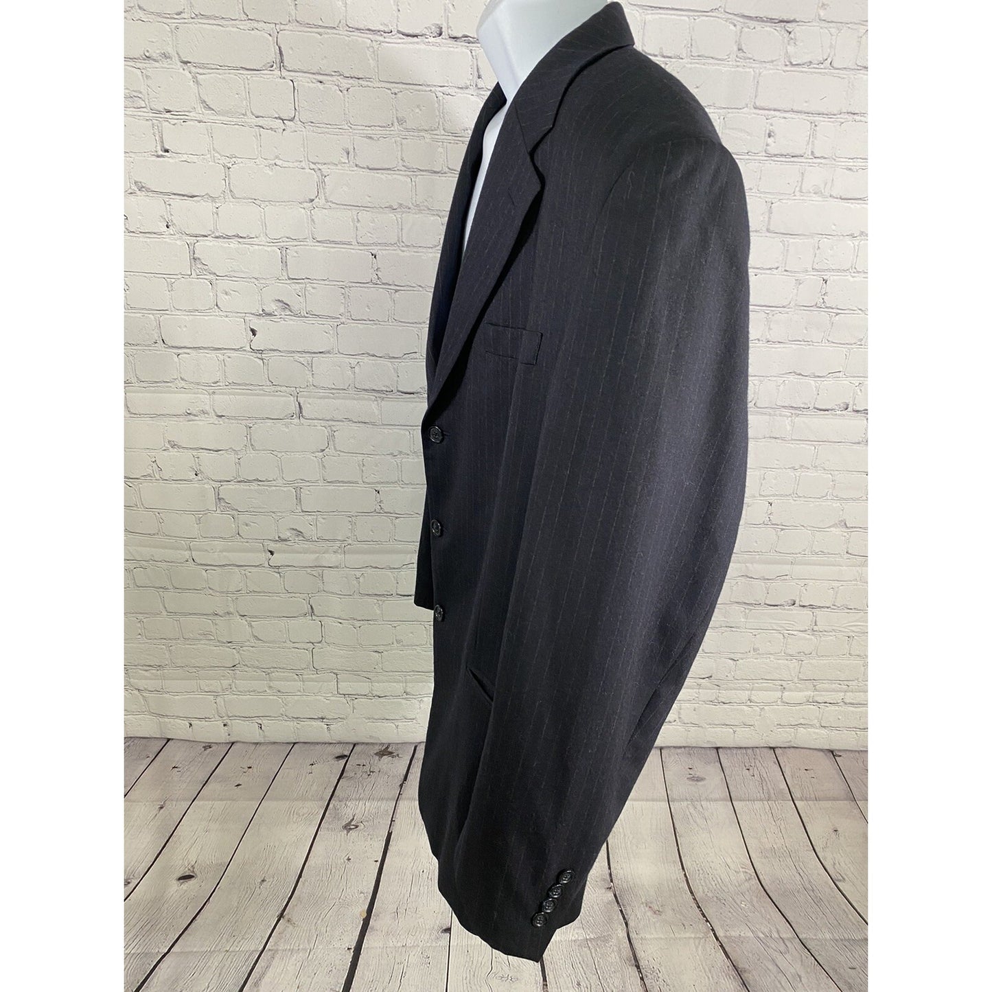 Jos A Bank Blue Pinstriped Wool Cashmere Three Button Blazer Jacket Men’s 46L