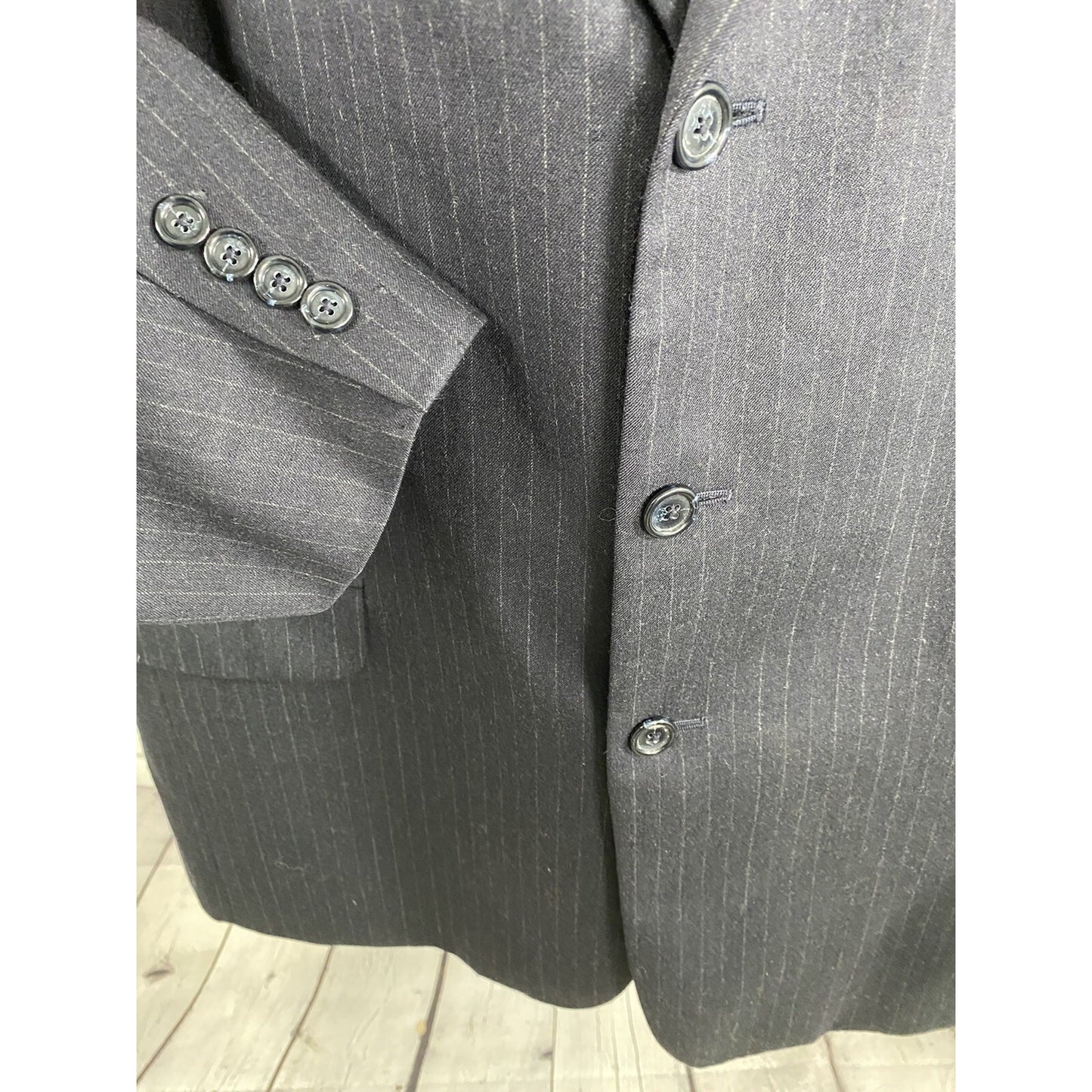 Jos A Bank Blue Pinstriped Wool Cashmere Three Button Blazer Jacket Men’s 46L