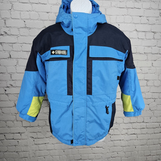 Columbia Blue Tectonite Hooded Insulated Full Zip Snap Inner Pocket Jacket 10/12