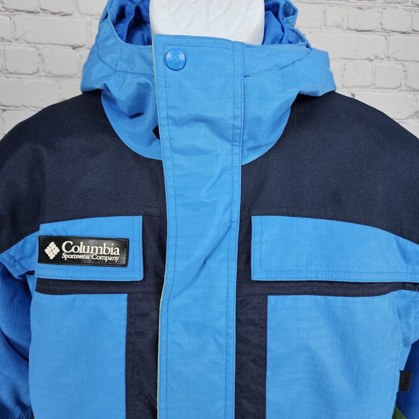 Columbia Blue Tectonite Hooded Insulated Full Zip Snap Inner Pocket Jacket 10/12