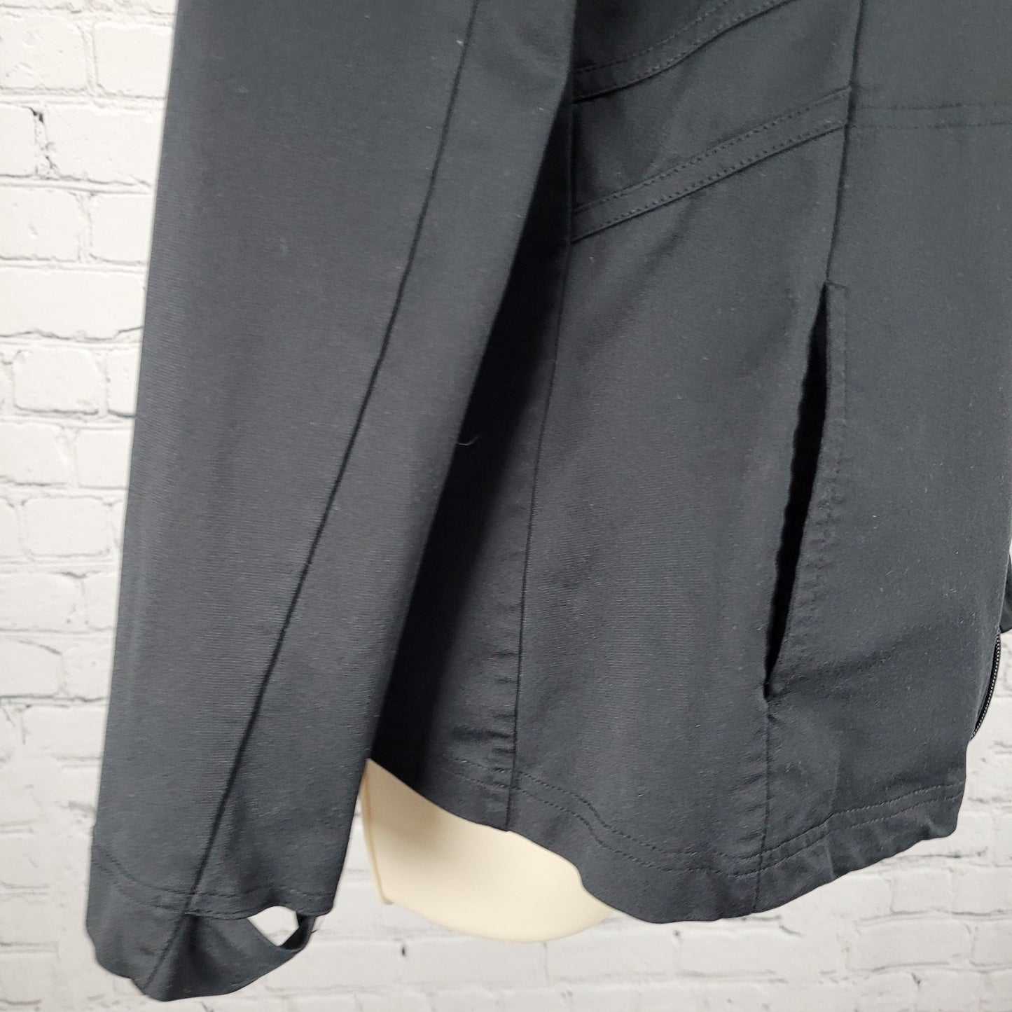 Grey's Anatomy Barco Black Full Zip Thumb Holes Unlined Stretch Jacket Size XS
