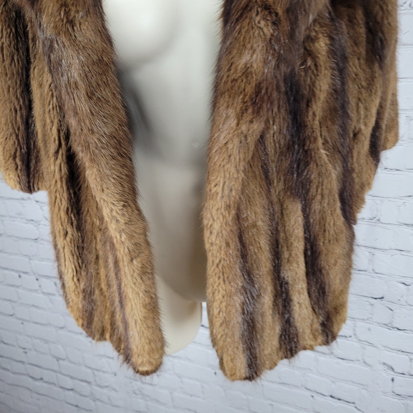 VTG Martini's Brown Genuine Mink Fur Shawl Collar Shrug Open Cape Coat O/S *read