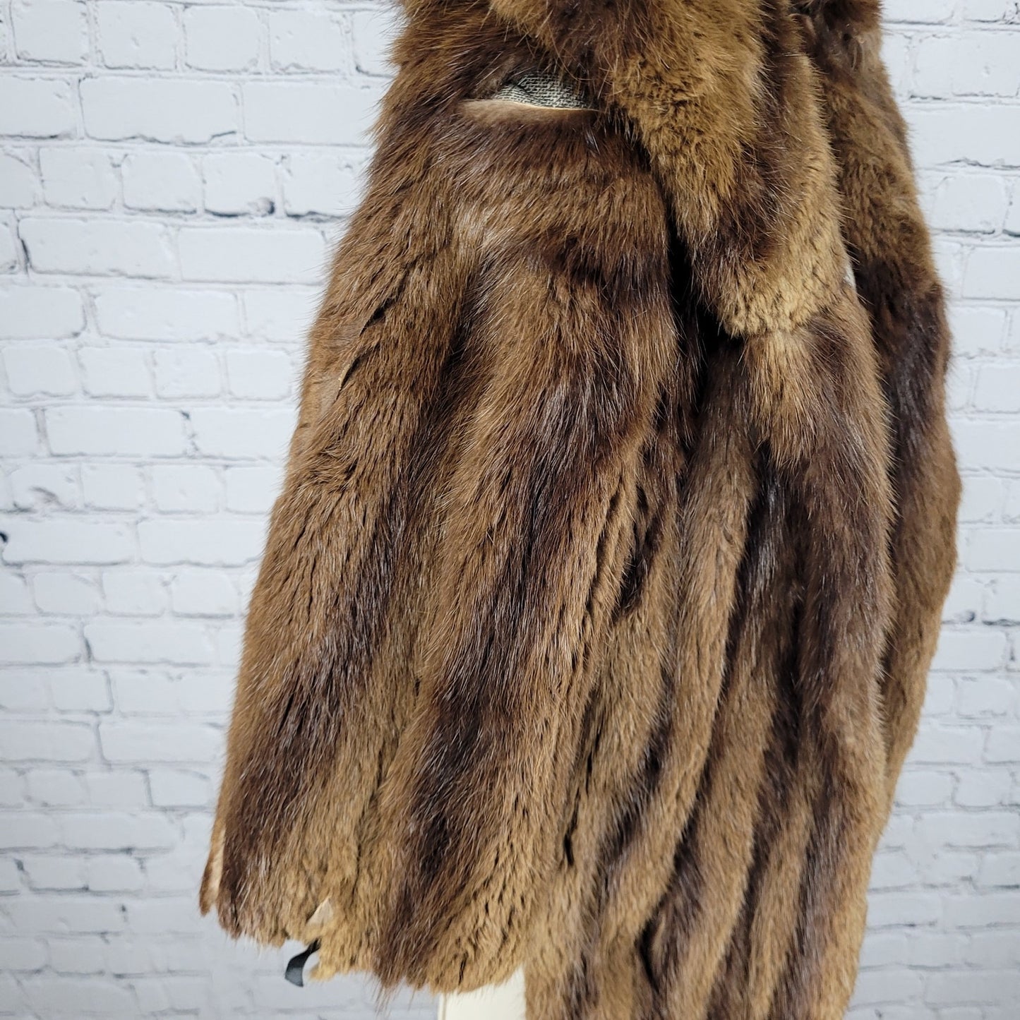 VTG Martini's Brown Genuine Mink Fur Shawl Collar Shrug Open Cape Coat O/S *read