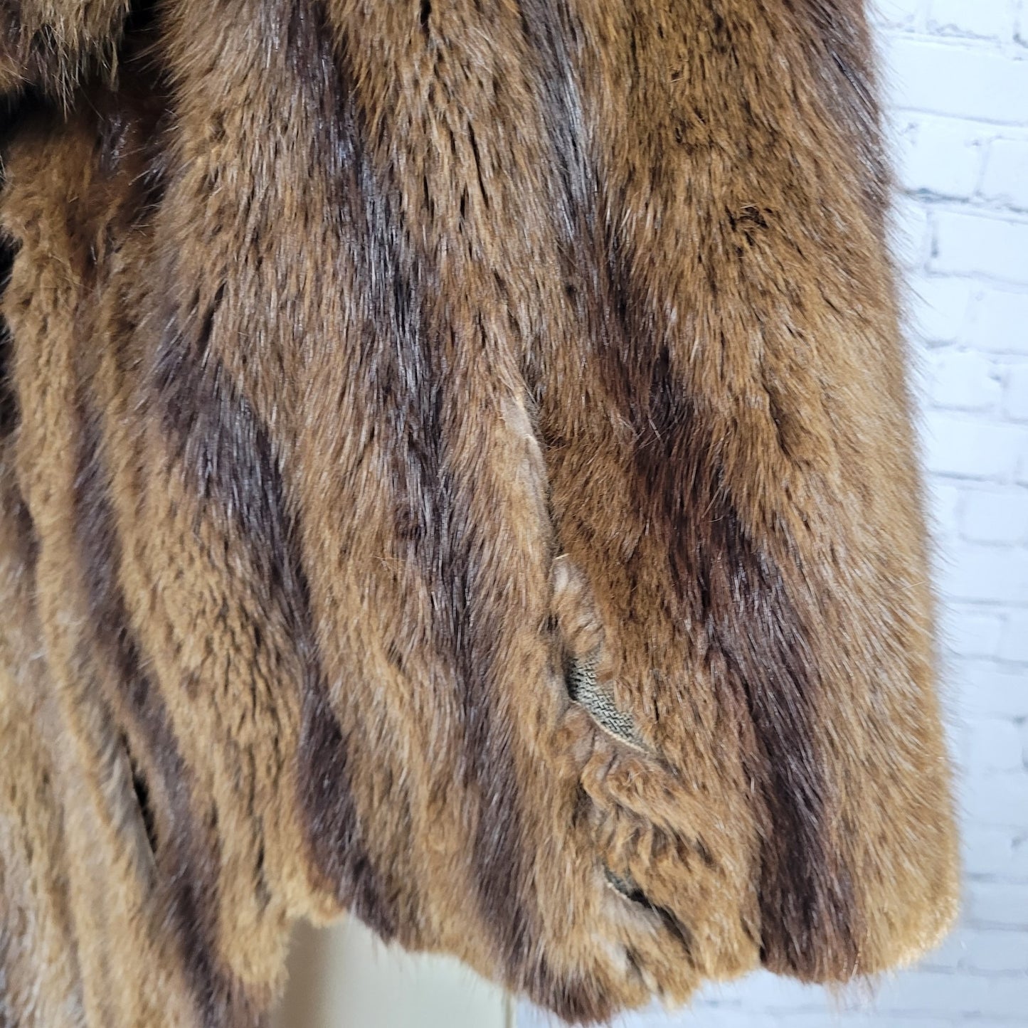 VTG Martini's Brown Genuine Mink Fur Shawl Collar Shrug Open Cape Coat O/S *read