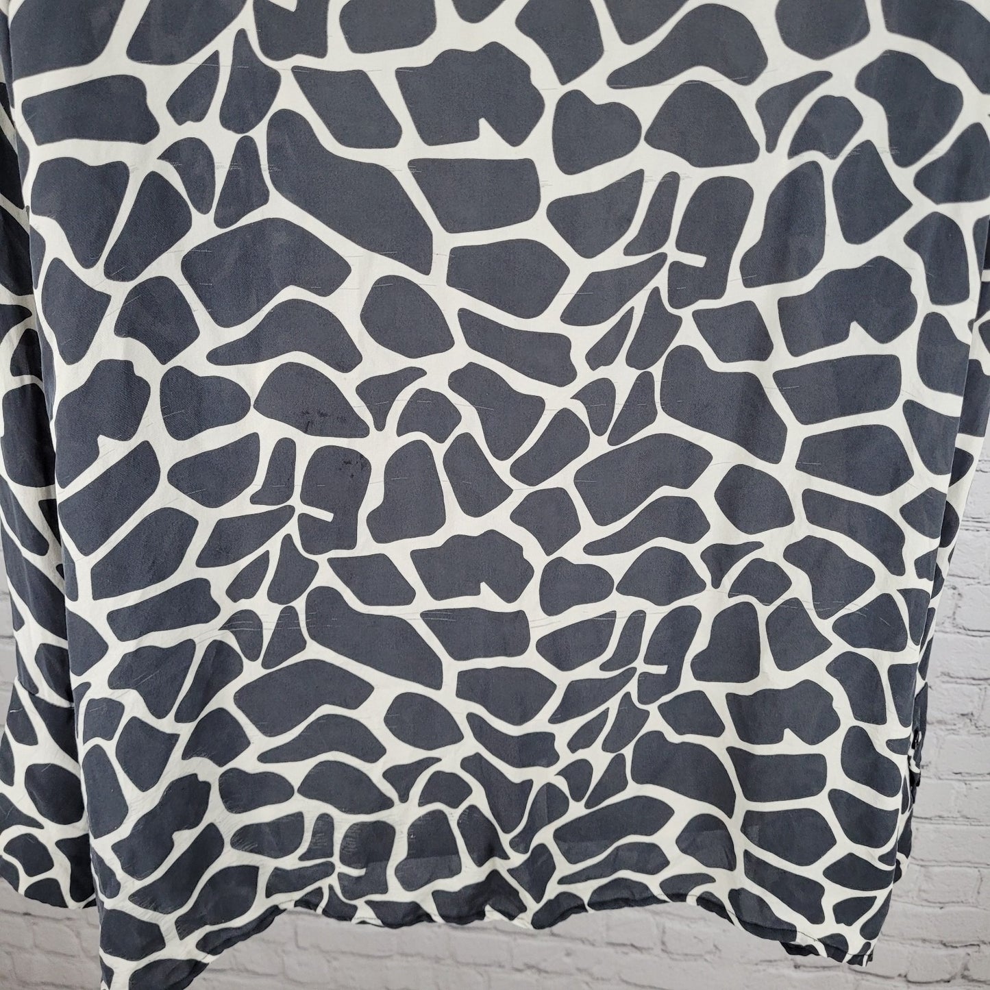 INC Black 100% Silk Animal Print Button Up Long Sleeve Blouse Shirt Size 22W