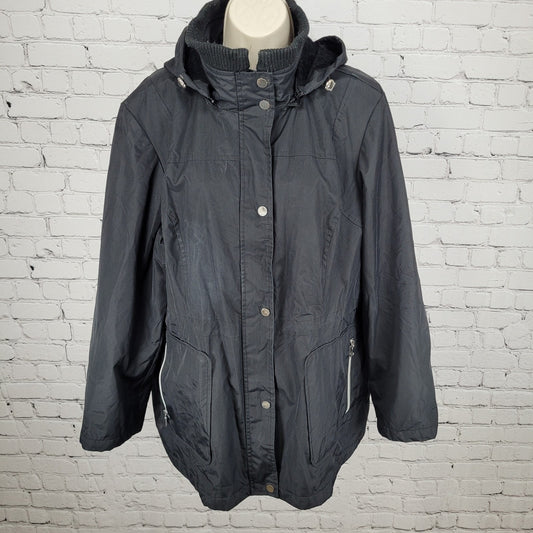 London Fog Black Hooded Insulated Full Zip & Snap Zipped Pockets Jacket Size XL