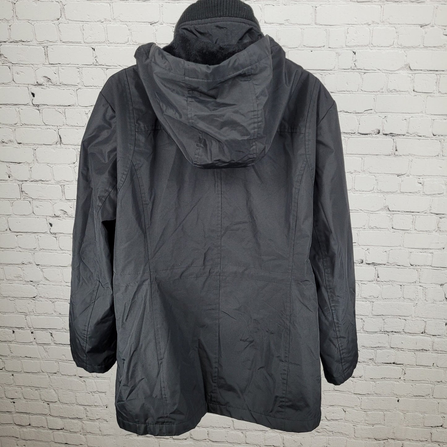 London Fog Black Hooded Insulated Full Zip & Snap Zipped Pockets Jacket Size XL