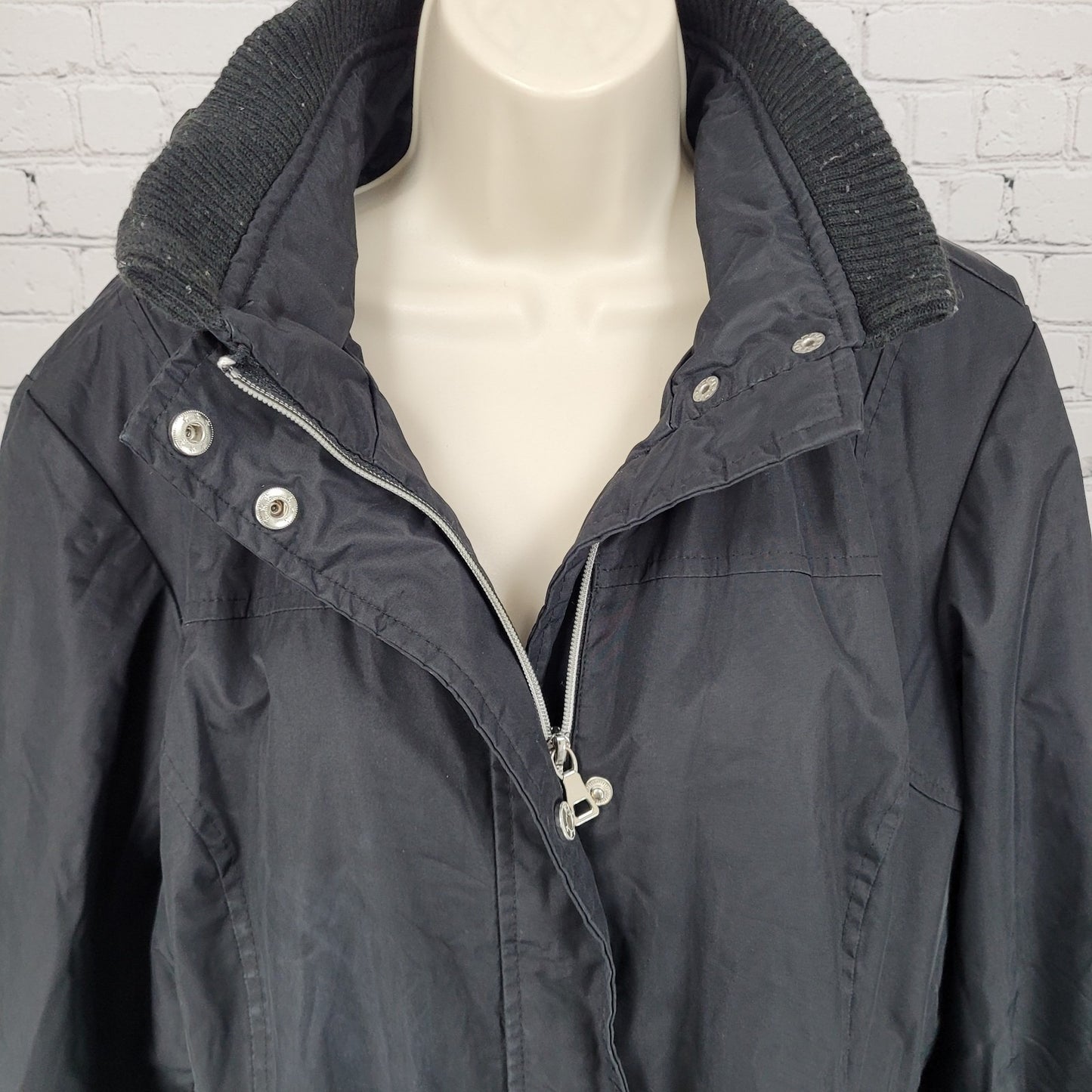 London Fog Black Hooded Insulated Full Zip & Snap Zipped Pockets Jacket Size XL