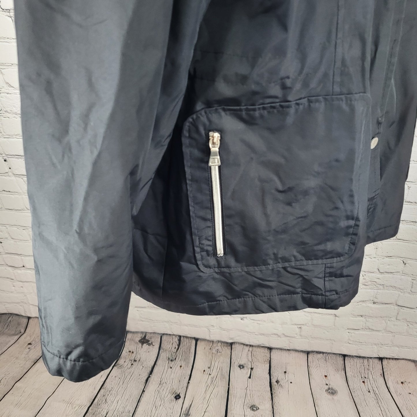 London Fog Black Hooded Insulated Full Zip & Snap Zipped Pockets Jacket Size XL