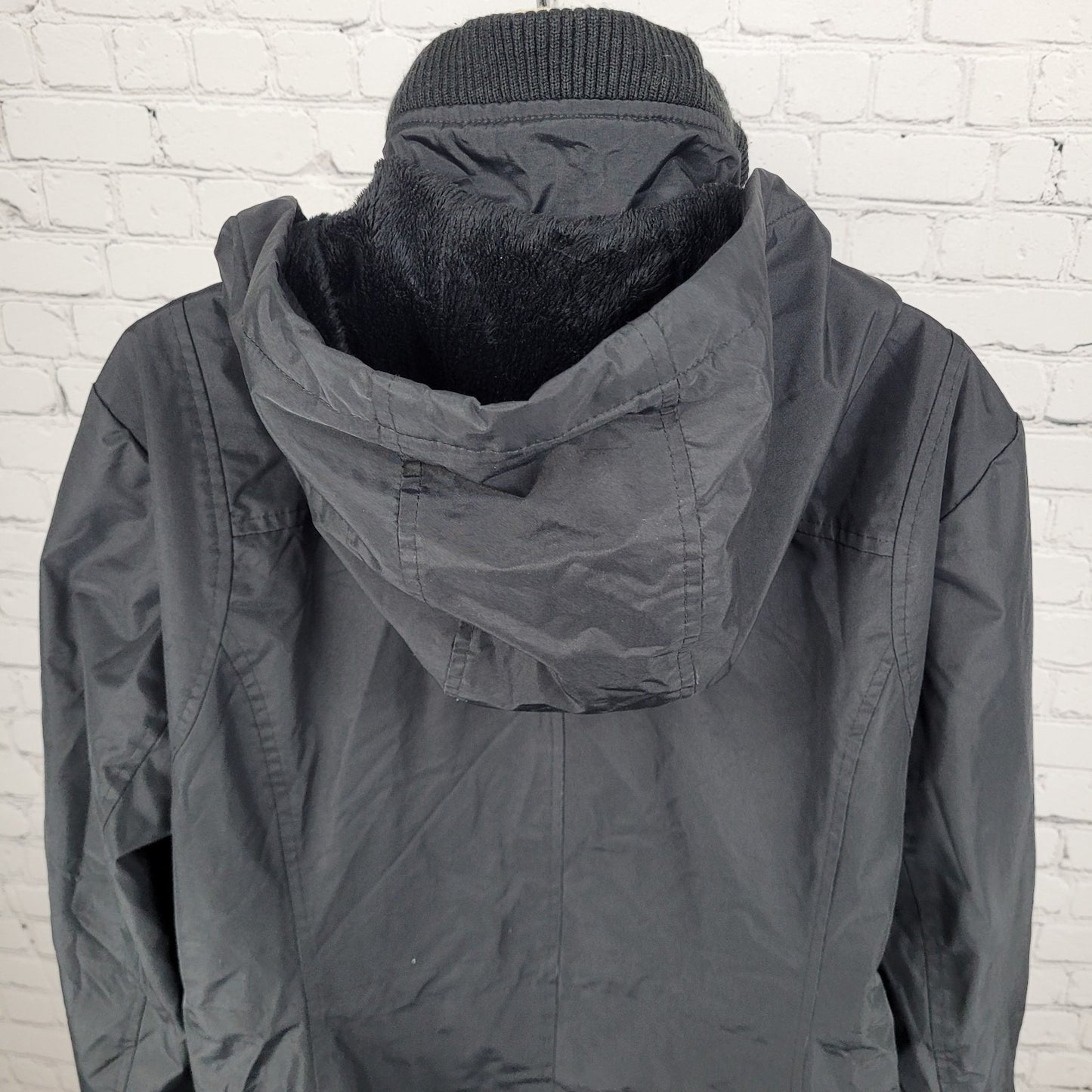 London Fog Black Hooded Insulated Full Zip & Snap Zipped Pockets Jacket Size XL