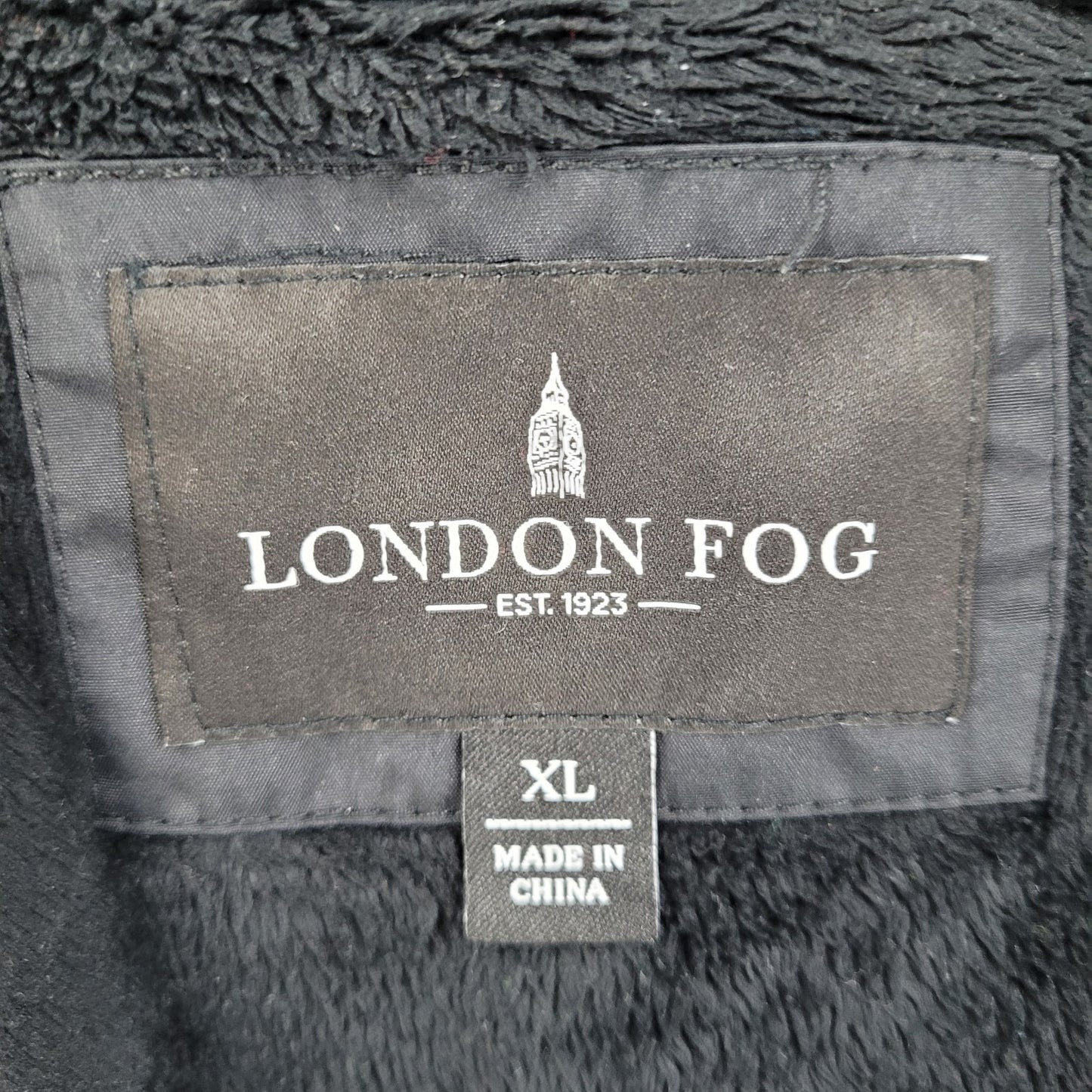London Fog Black Hooded Insulated Full Zip & Snap Zipped Pockets Jacket Size XL