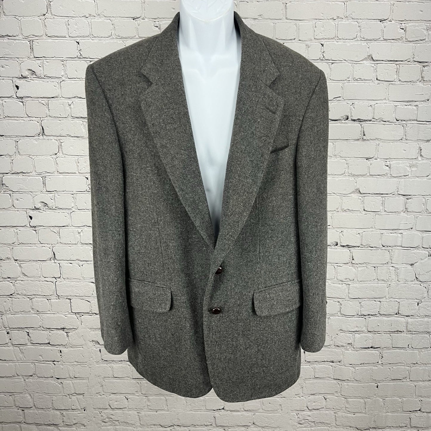 VTG Lands’ End Gray Lambswool Camel Hair 2 Button Blazer Sport Coat 42L