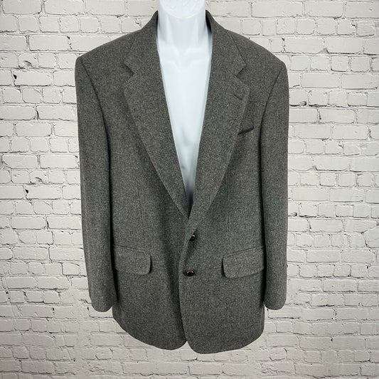 VTG Lands’ End Gray Lambswool Camel Hair 2 Button Blazer Sport Coat 42L