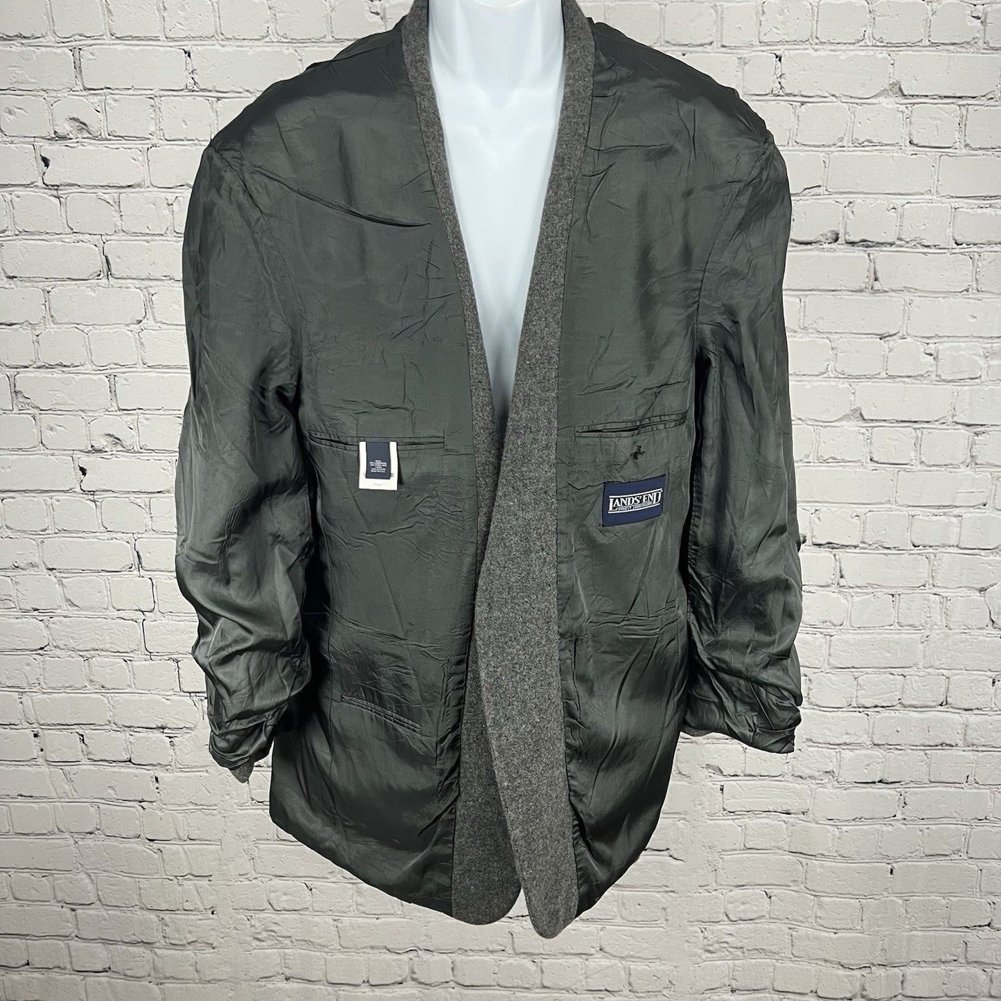 VTG Lands’ End Gray Lambswool Camel Hair 2 Button Blazer Sport Coat 42L