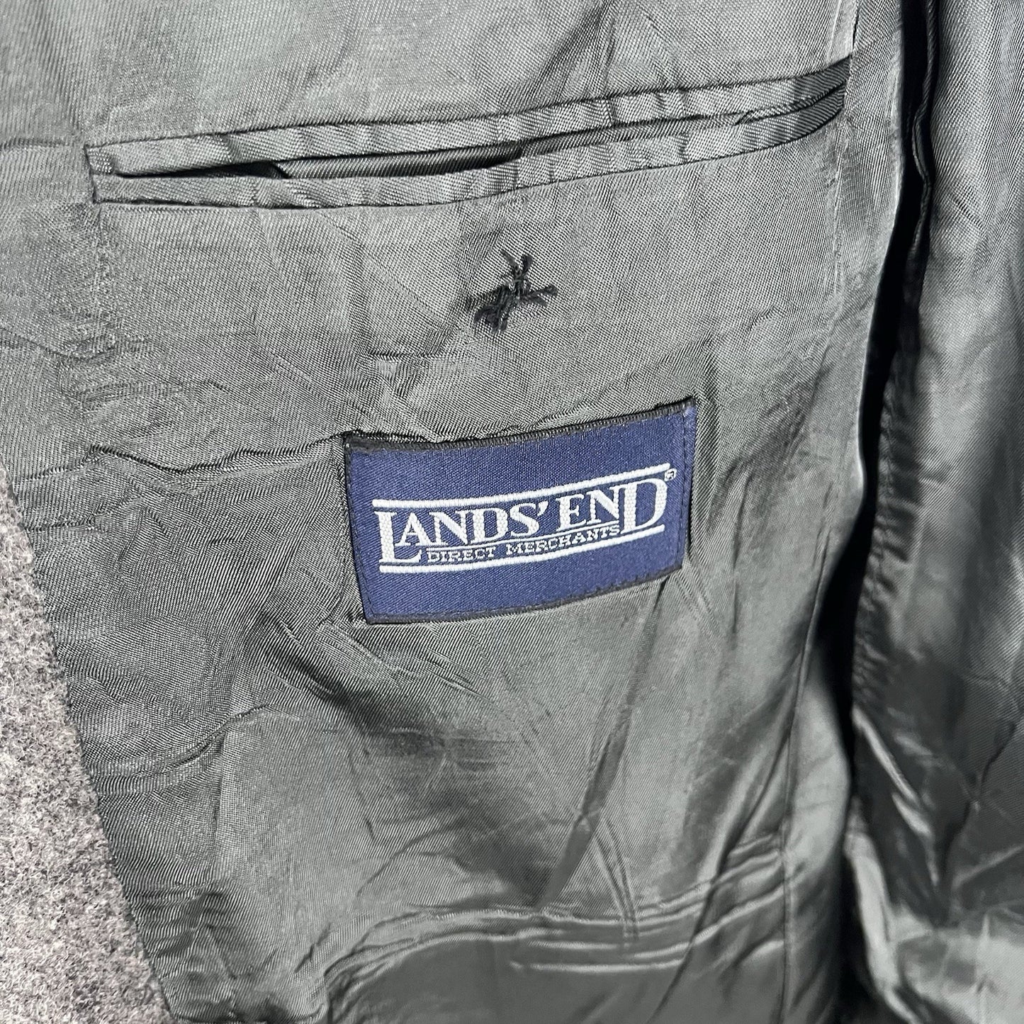 VTG Lands’ End Gray Lambswool Camel Hair 2 Button Blazer Sport Coat 42L