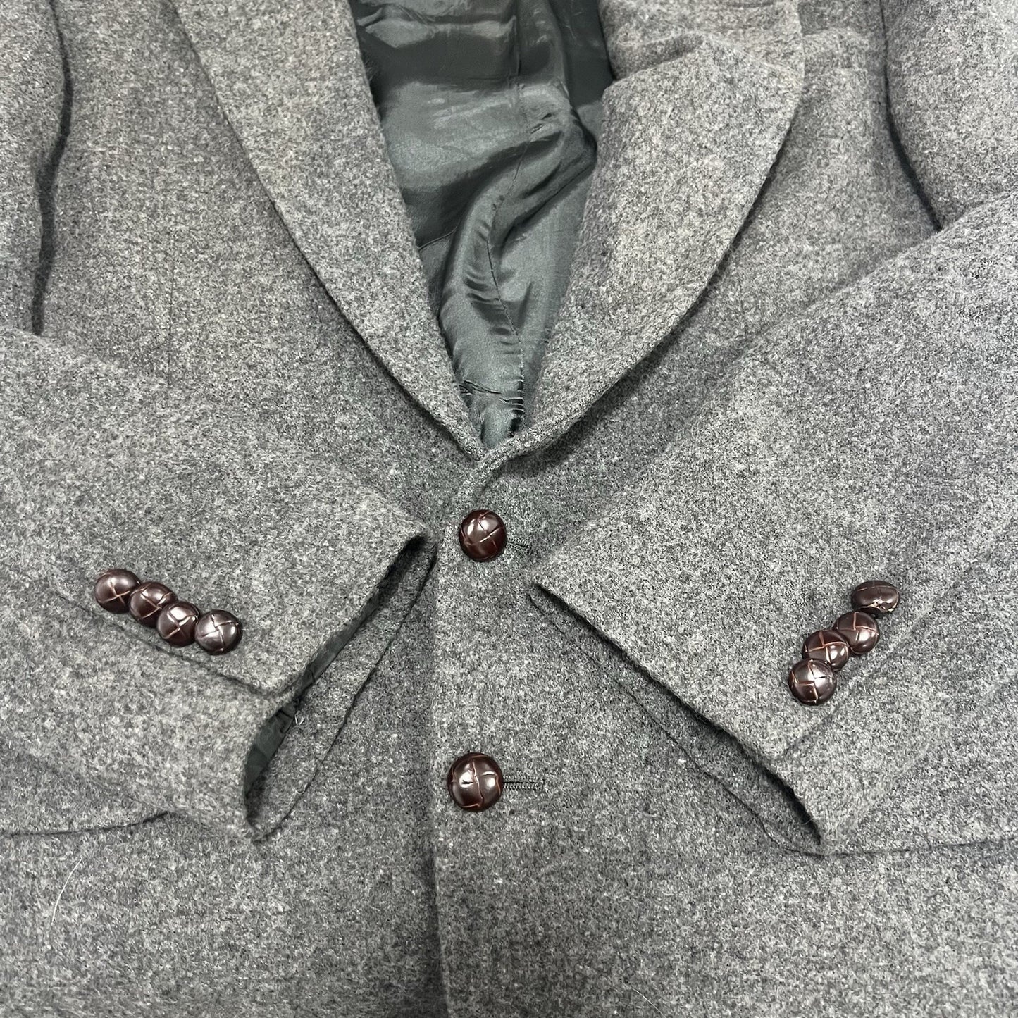 VTG Lands’ End Gray Lambswool Camel Hair 2 Button Blazer Sport Coat 42L