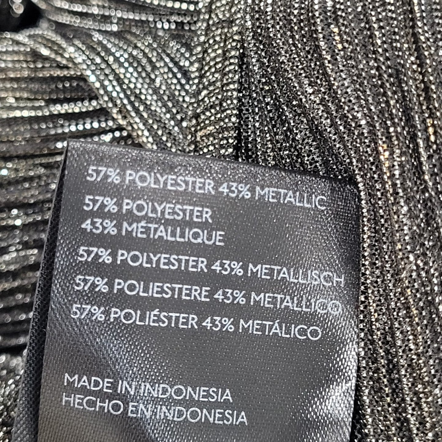Pilcro Anthropologie Black Silver Metallic Sheer Long Sleeve Top Size Small S