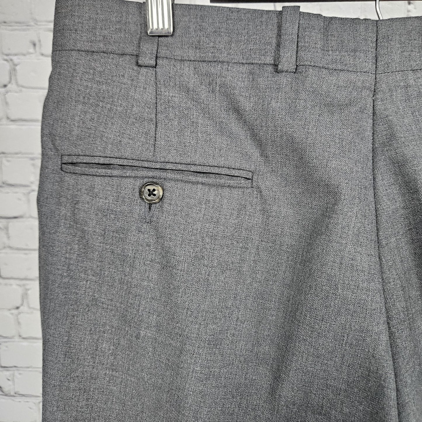 VTG JB Britches Nordstrom Grey Extra Fine Wool Pleated Cuff Dress Pants US 34x32