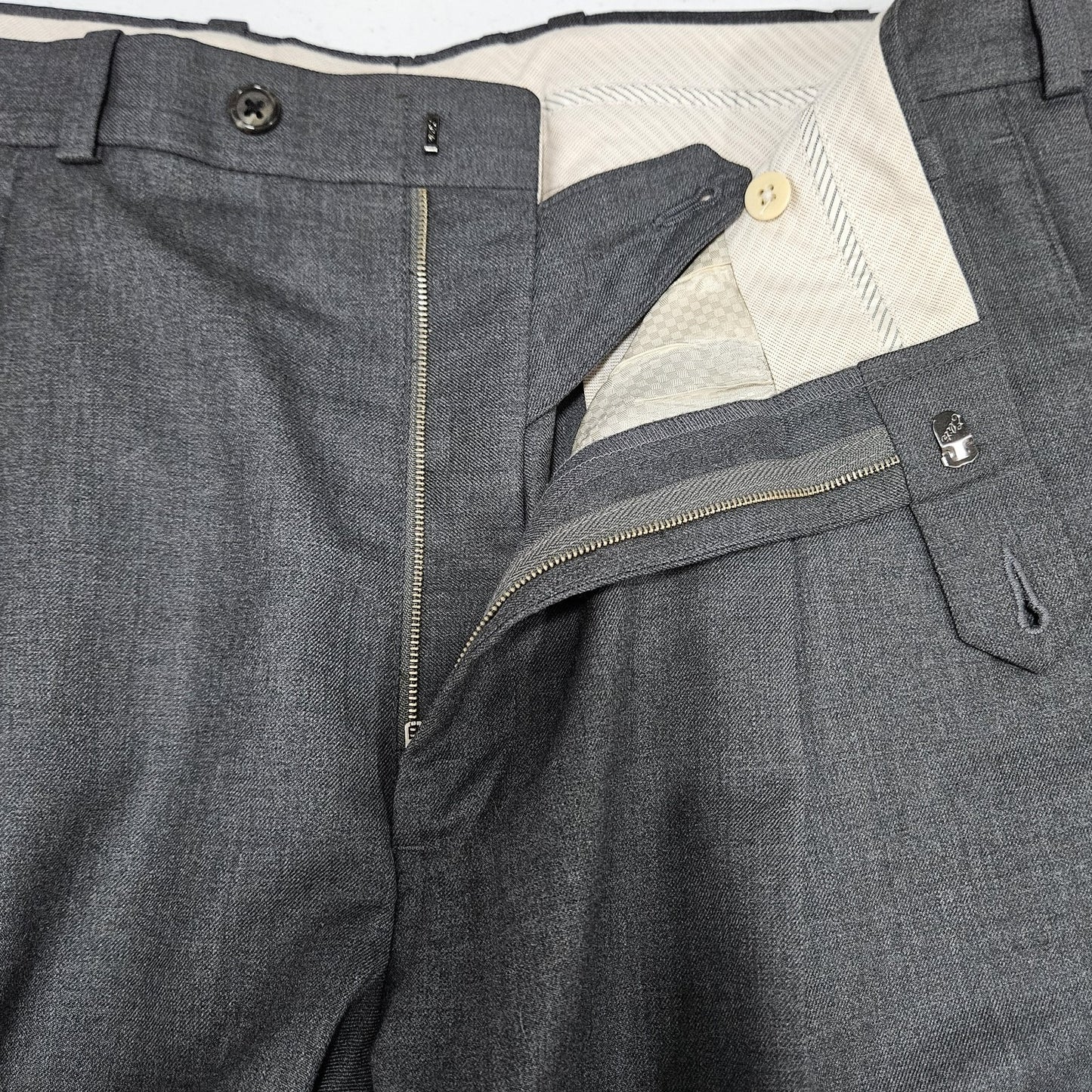 VTG JB Britches Nordstrom Grey Extra Fine Wool Pleated Cuff Dress Pants US 34x32