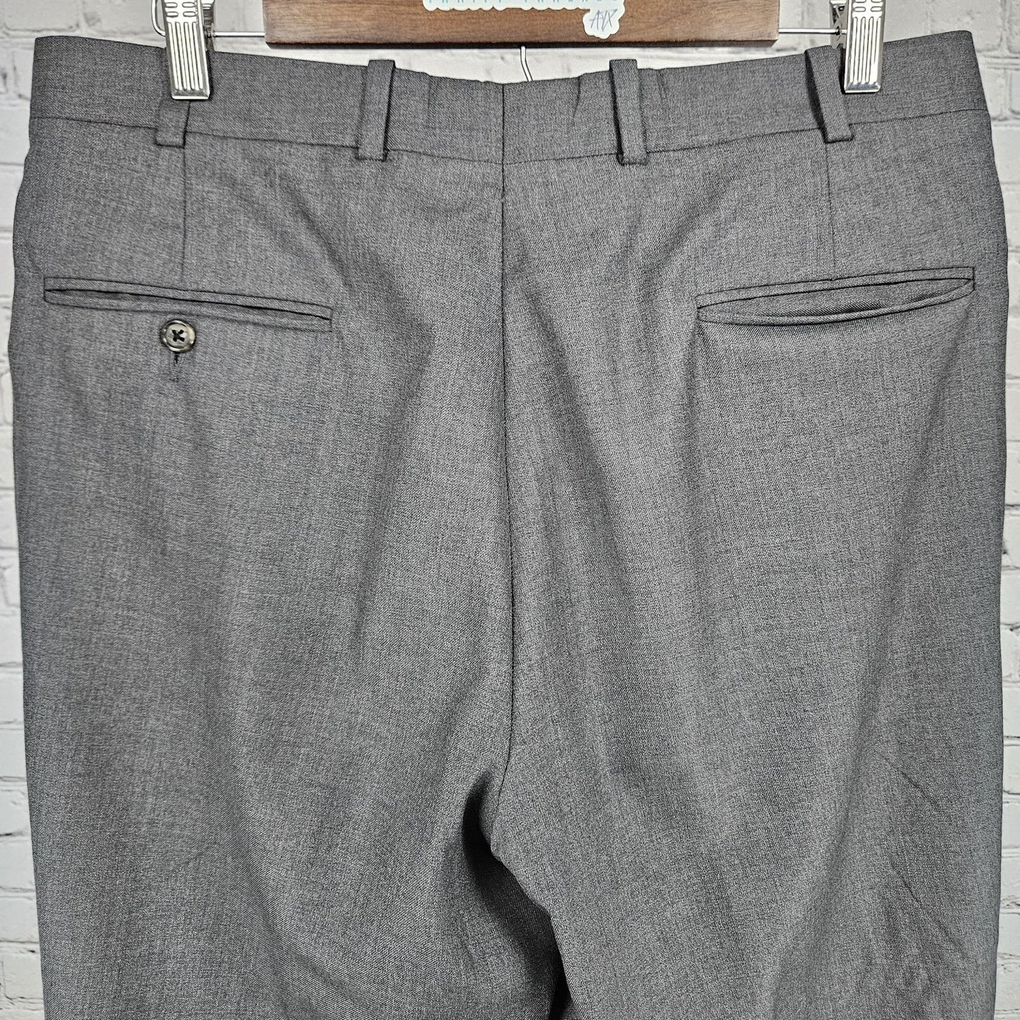 VTG JB Britches Nordstrom Grey Extra Fine Wool Pleated Cuff Dress Pants US 34x32