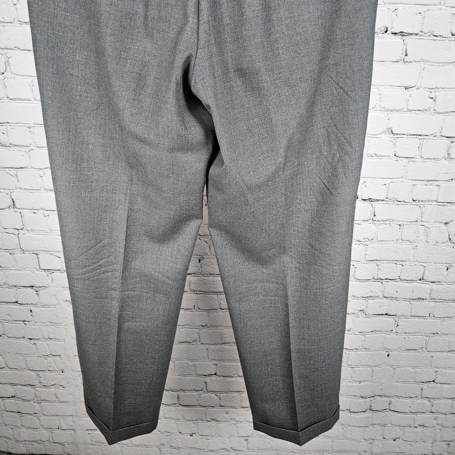 VTG JB Britches Nordstrom Grey Extra Fine Wool Pleated Cuff Dress Pants US 34x32