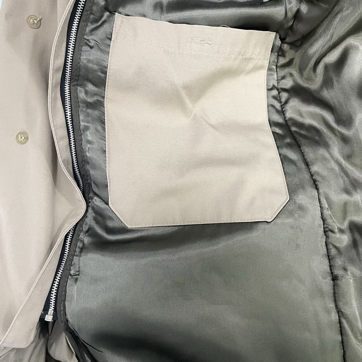 London Fog Tan Trench Long Coat Button Collar Removable Insulated Liner Size 44L
