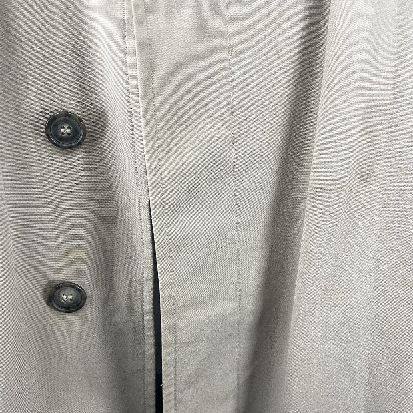 London Fog Tan Trench Long Coat Button Collar Removable Insulated Liner Size 44L