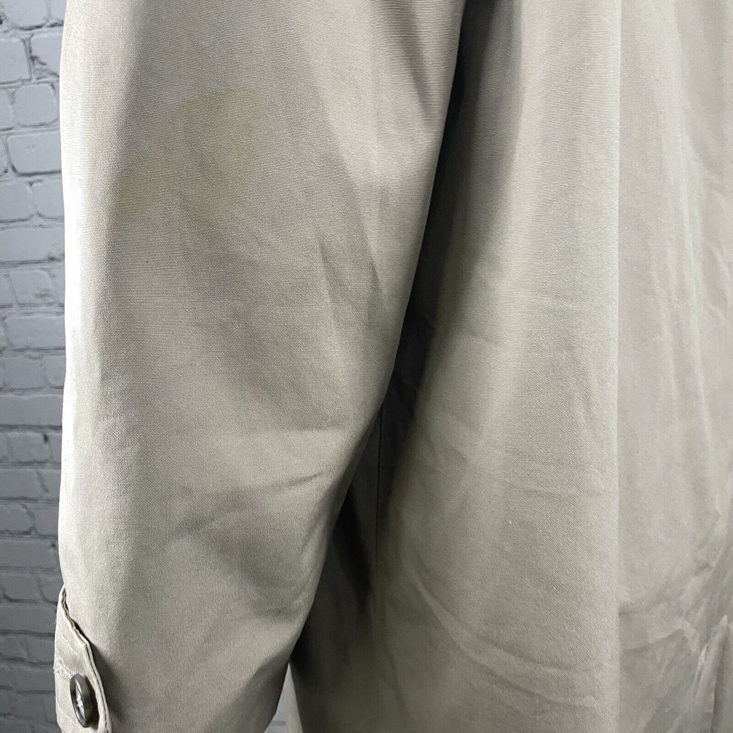 London Fog Tan Trench Long Coat Button Collar Removable Insulated Liner Size 44L