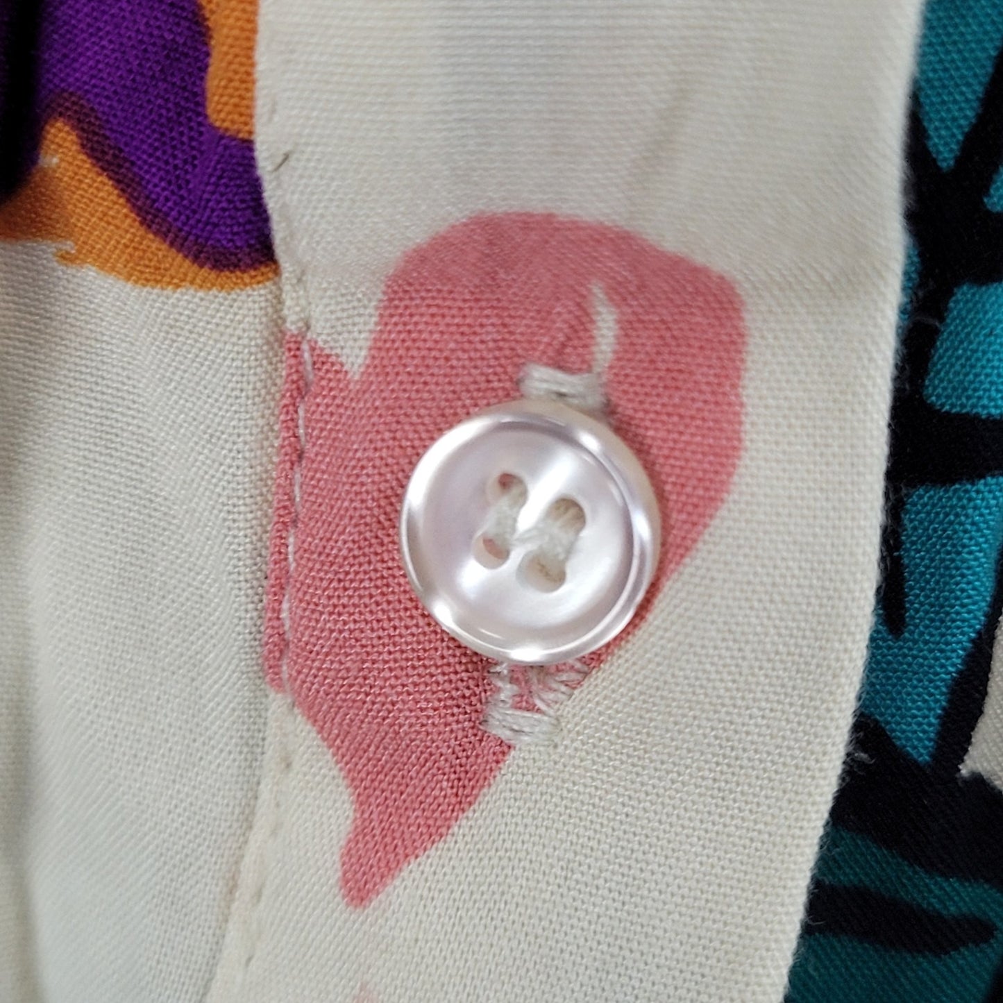 Milk & Honey Beige Multicolor Abstract Button Up Roll Tab Sleeve Shirt Medium M