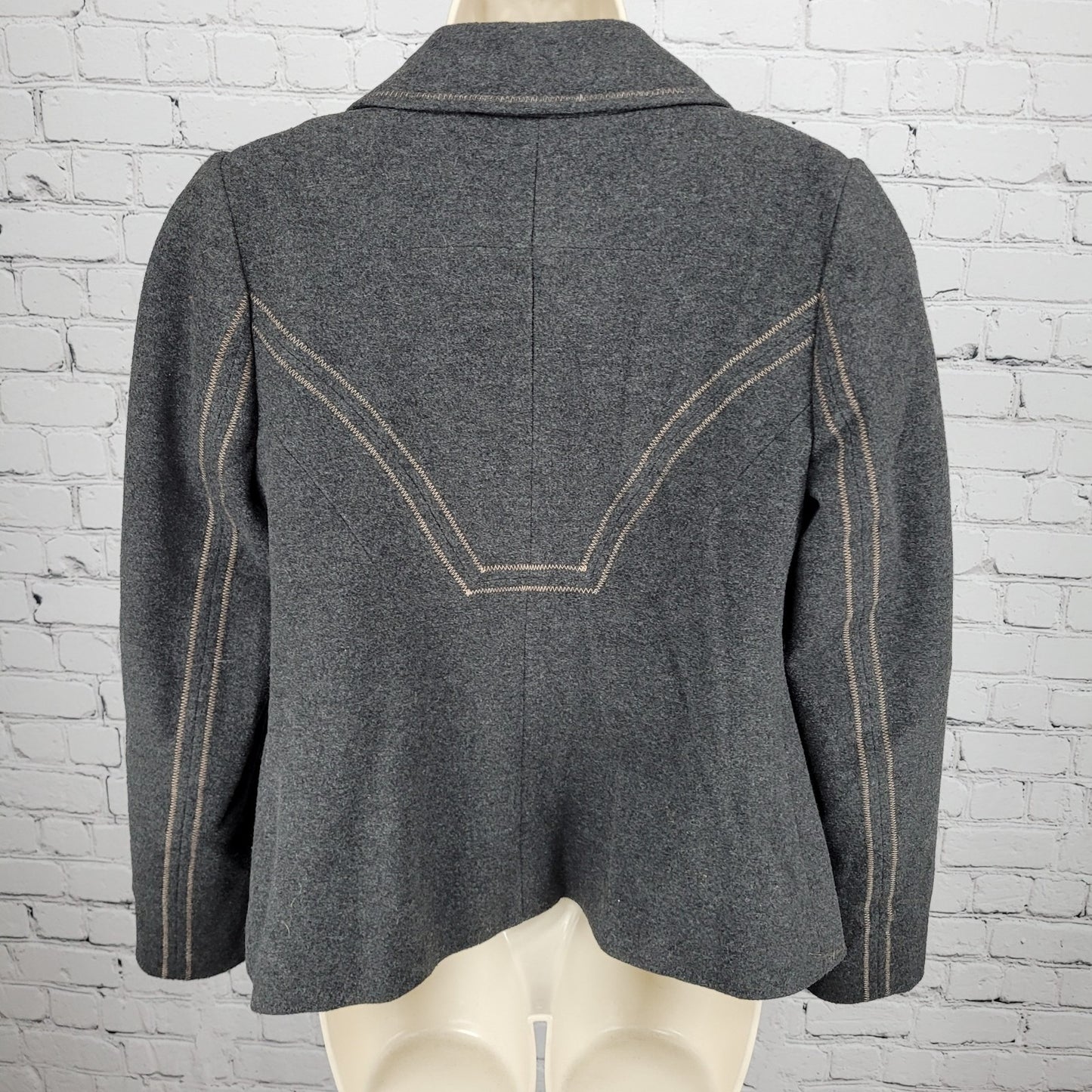 Ett:Twa Anthropologie Grey Double Breasted Buttoned Stretch Lined Jacket 8