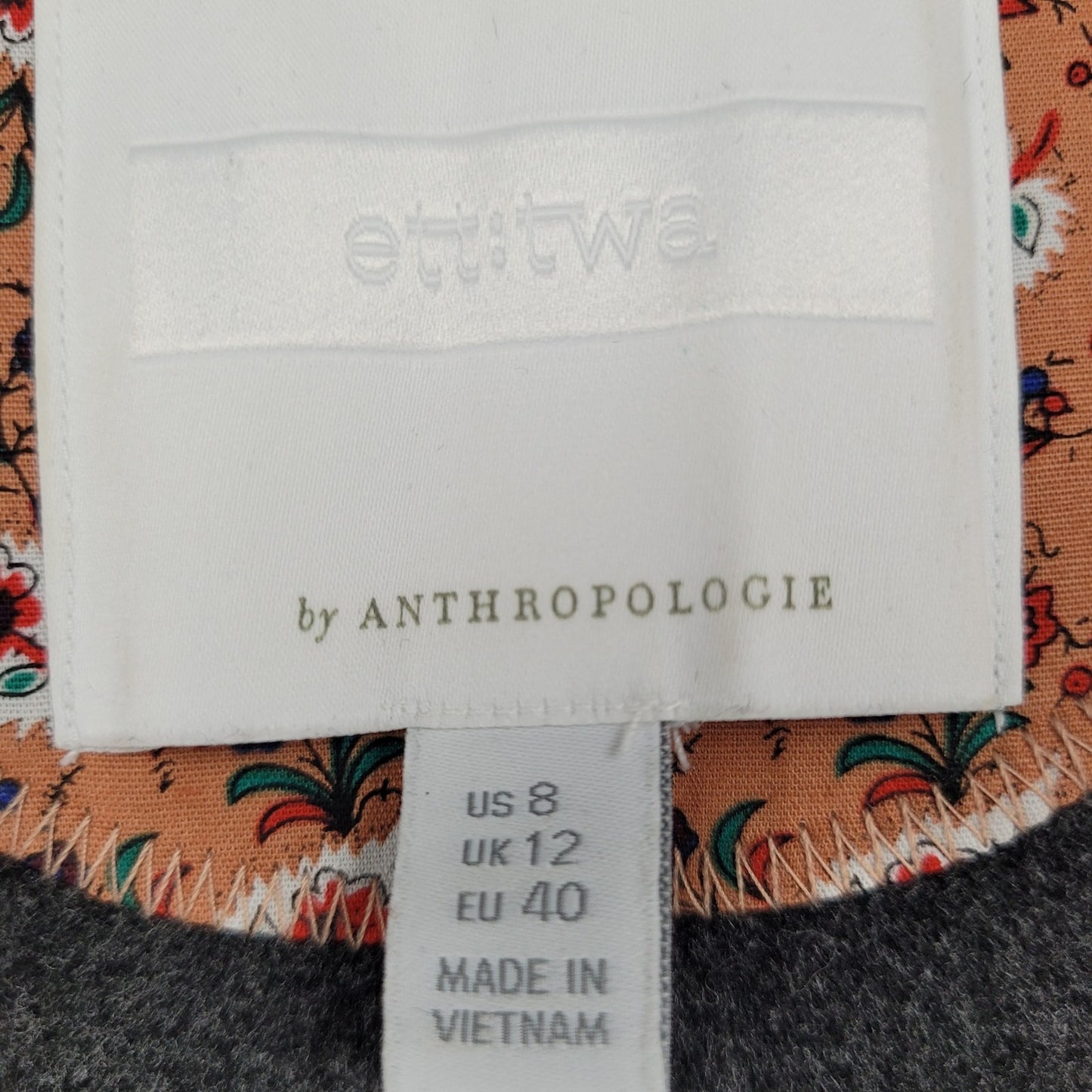 Ett:Twa Anthropologie Grey Double Breasted Buttoned Stretch Lined Jacket 8